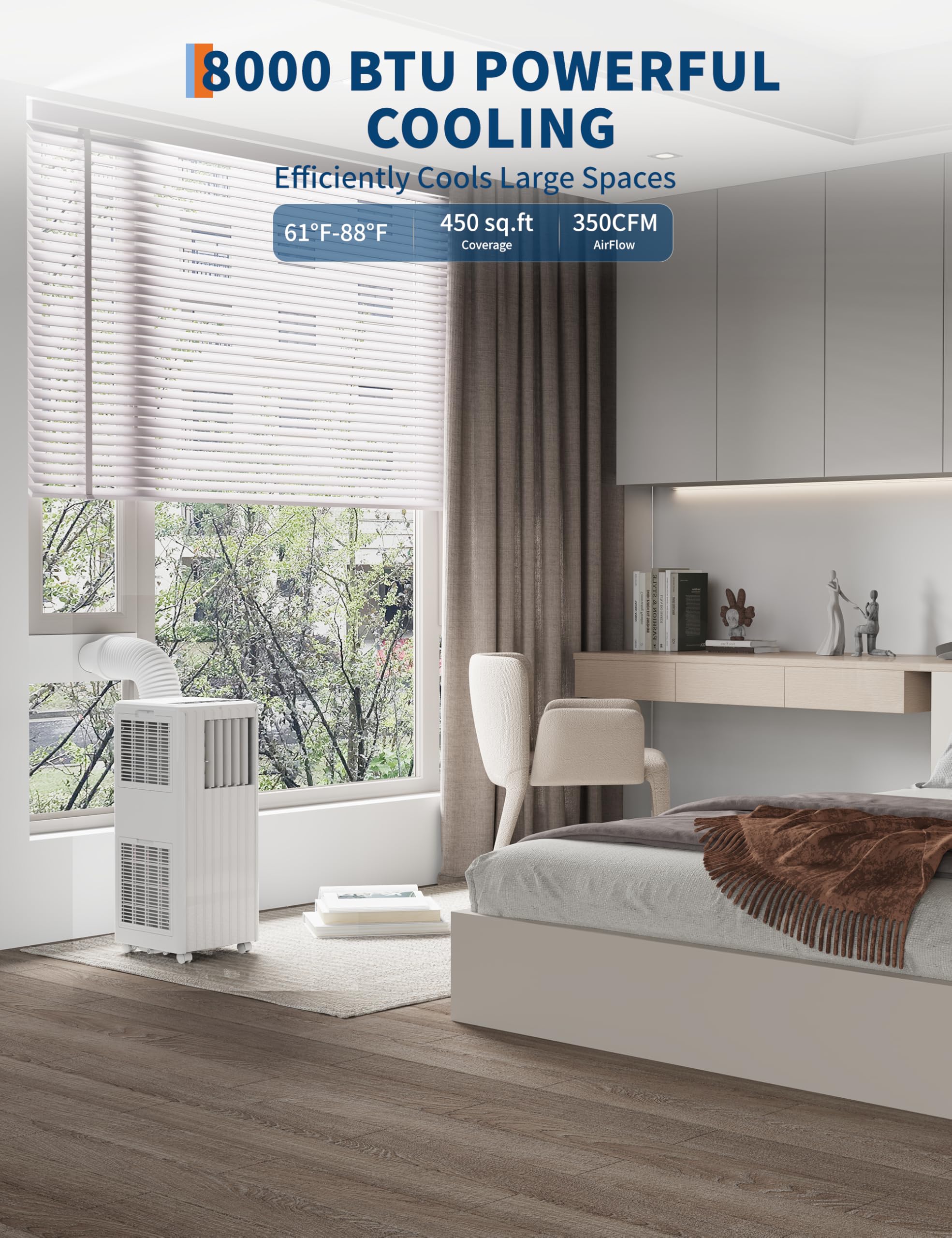 8000 BTU przenośny klimatyzator, Cools 350 Sq. ft