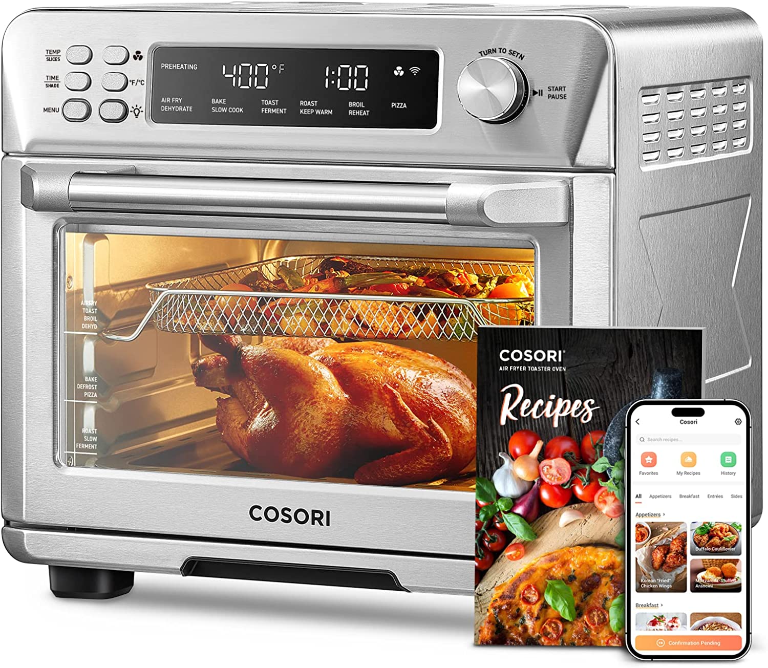1787649290_B7BnPlTY Frytkownica beztluszczowa zestaw combo Toaster piekarnik, 12-in-1, 26QT Convection piekarnik nablatowy