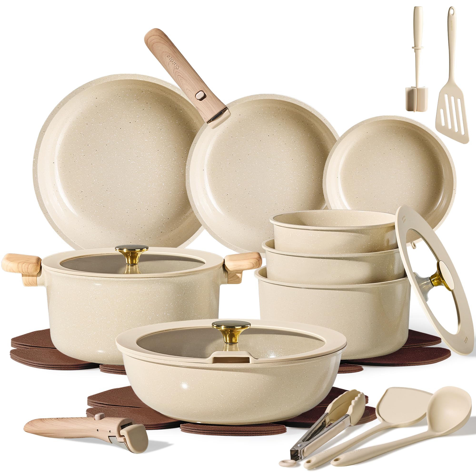 25PCS Non-stick ceramiczny zestaw naczyń kuchennych z zdejmowany Handles