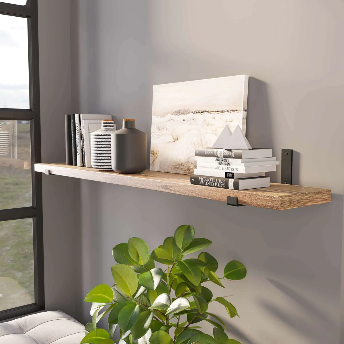1787656468_GobZENDE Shelf - 60 Inch - 9.25-inch Deep, Floating Shelves, Wall Shelves for Living Room, Wall Storage Shelving