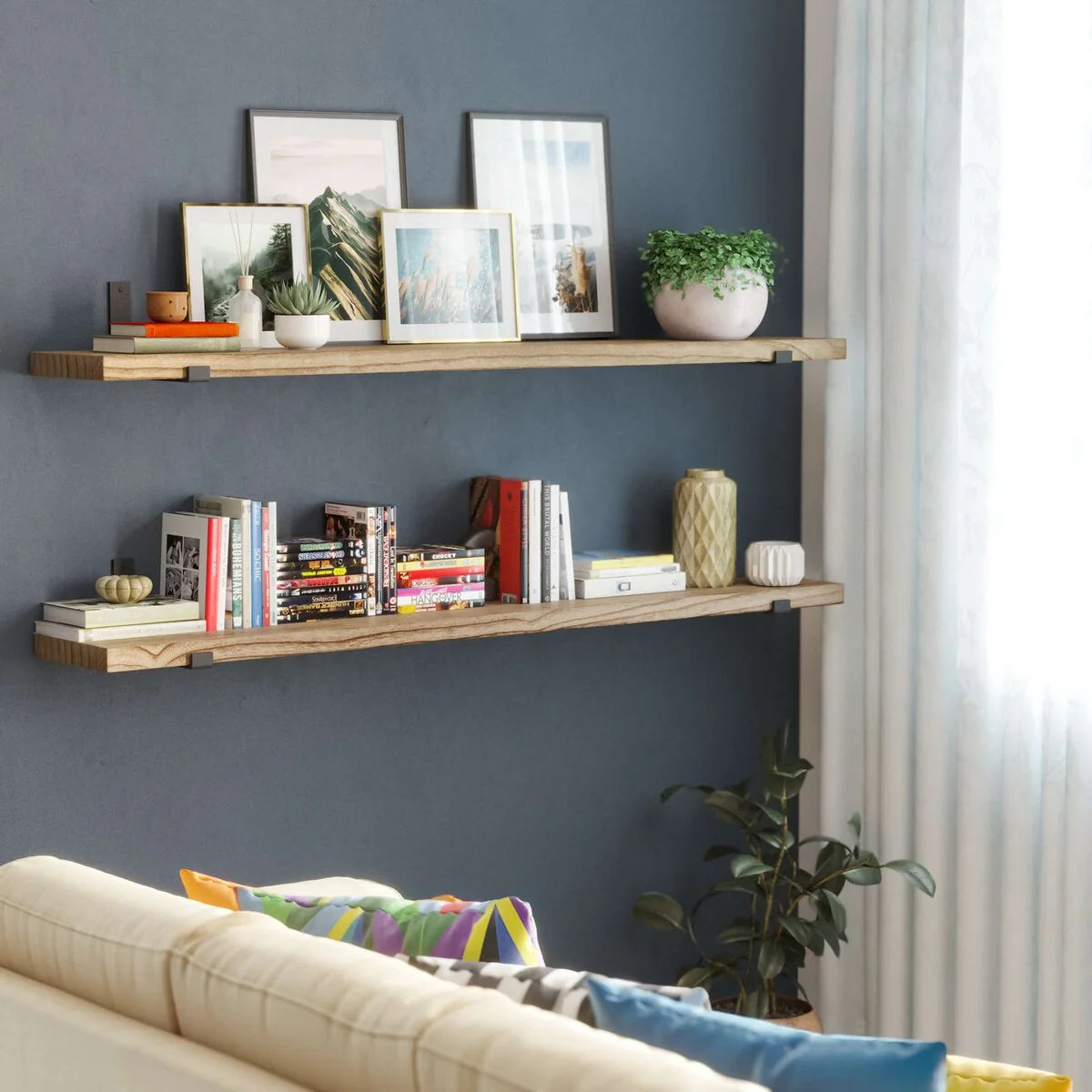 1787656472_dCzXMvMk Shelf - 60 Inch - 9.25-inch Deep, Floating Shelves, Wall Shelves for Living Room, Wall Storage Shelving
