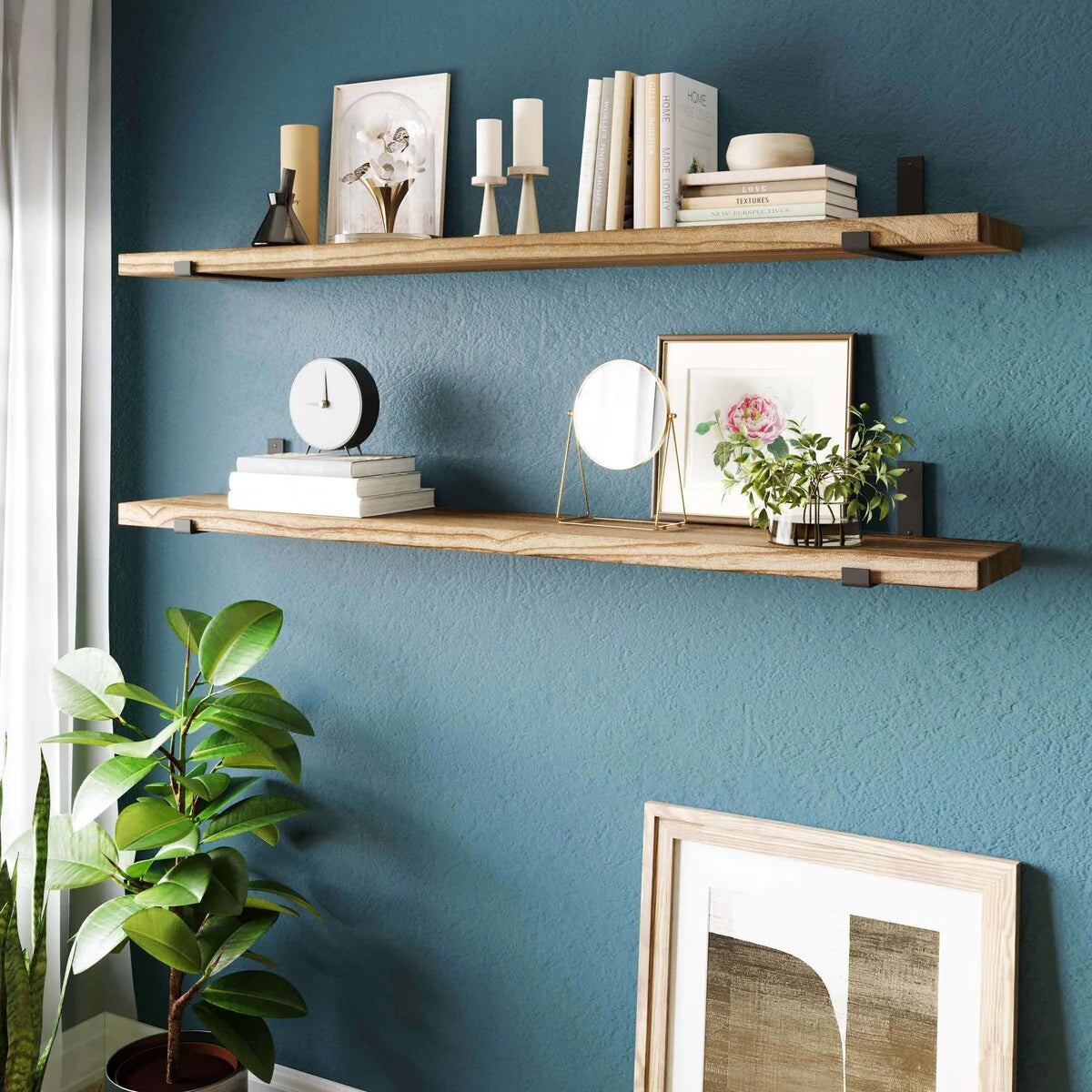 1787656479_T1mA448Y Shelf - 60 Inch - 9.25-inch Deep, Floating Shelves, Wall Shelves for Living Room, Wall Storage Shelving
