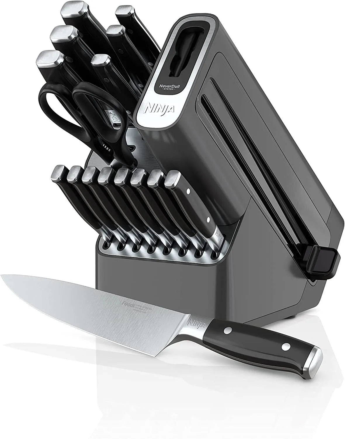1787686077_PBJ9KrSB Sharpener - K32017 Foodi NeverDull 17 Piece Premium Knife System Block Set with Built-in - Stainless Steel/black
