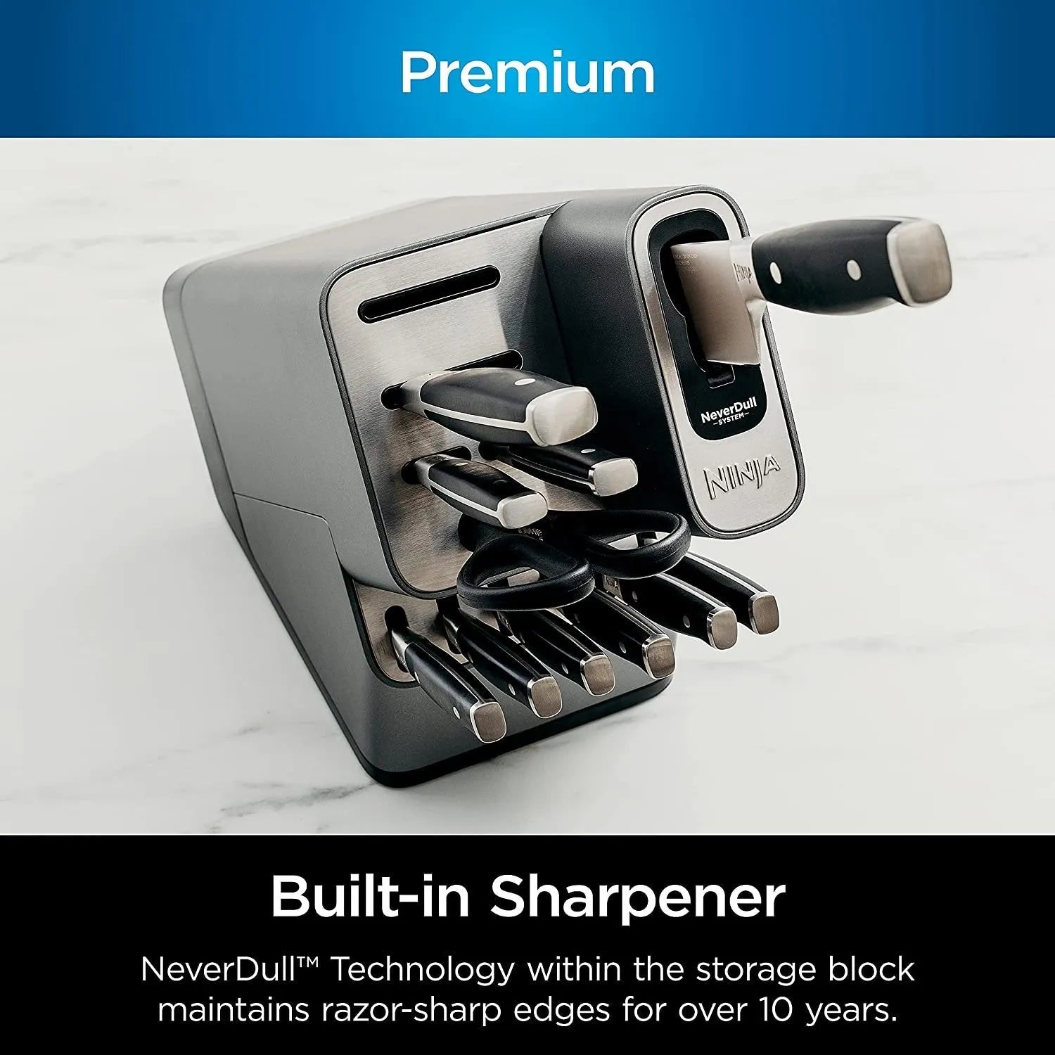 1787686100_S4MpsnEA Sharpener - K32017 Foodi NeverDull 17 Piece Premium Knife System Block Set with Built-in - Stainless Steel/black