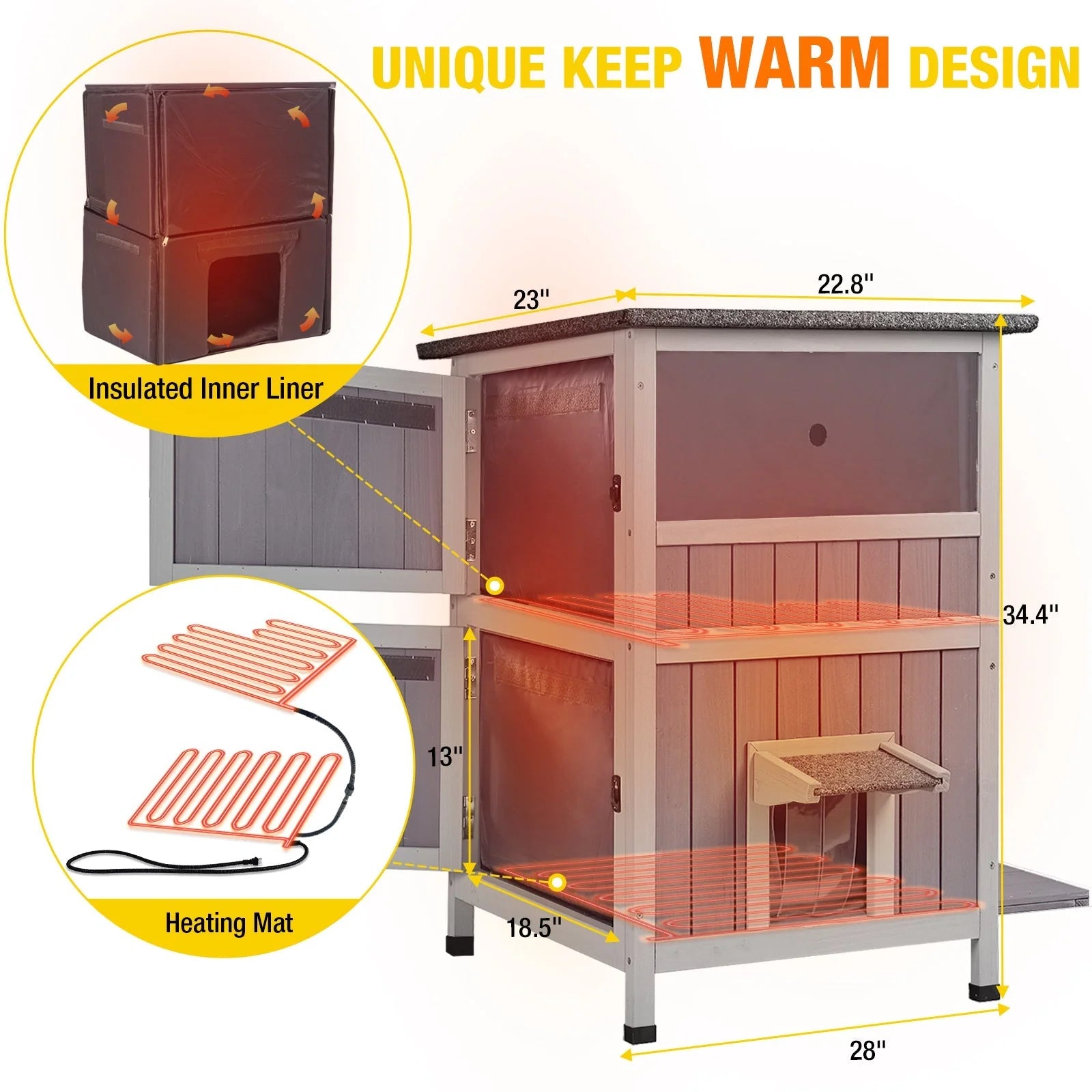 1787686785_xQ1UMpyi AIR14-IN-HP Heated Outdoor Cat House for Winter, Featuring Insulated Cat House for Outdoor Indoor, Weatherproof Cat Shelter with Warm Liner for Feral