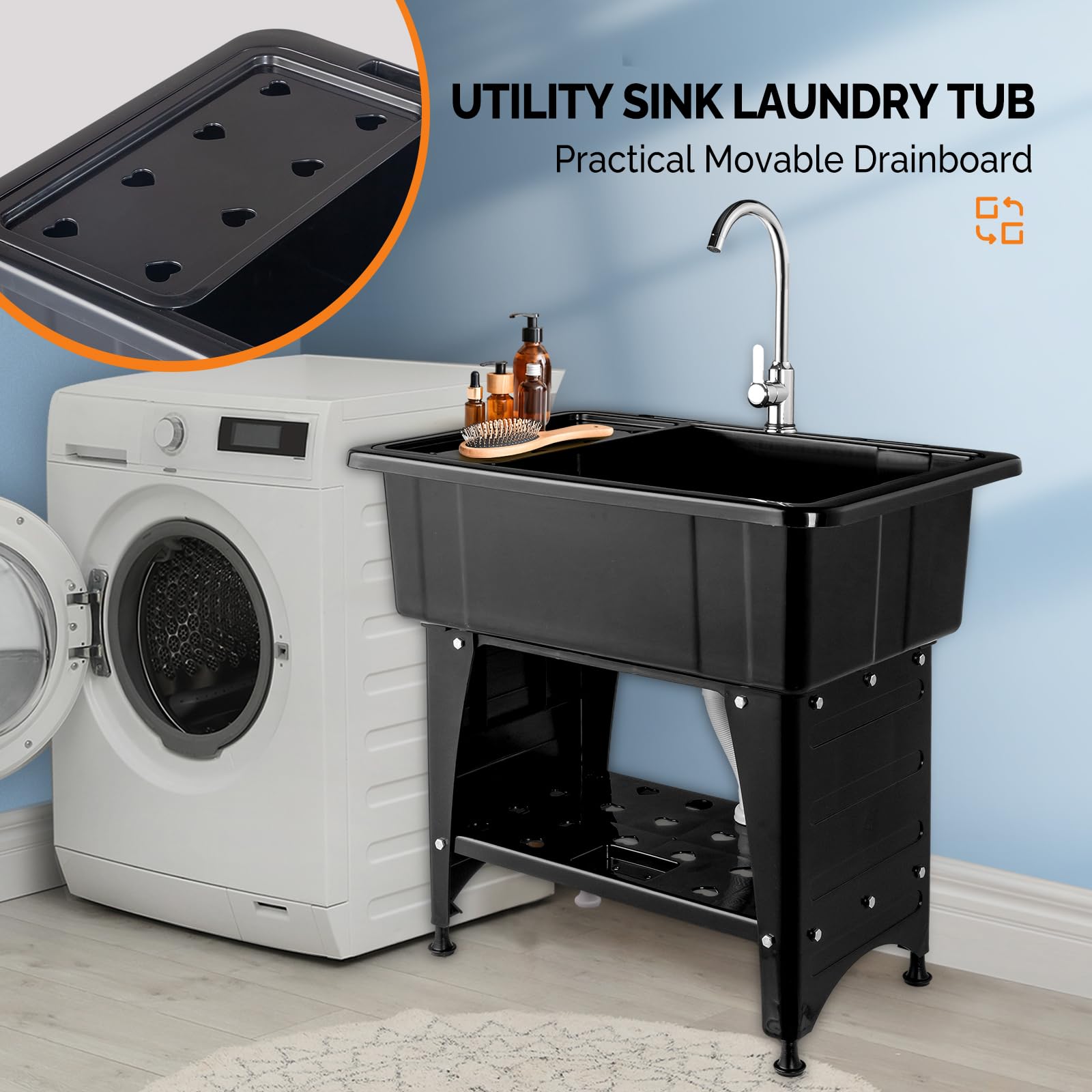 20-galon Laundry Utility Sink z stal nierdzewna Faucet