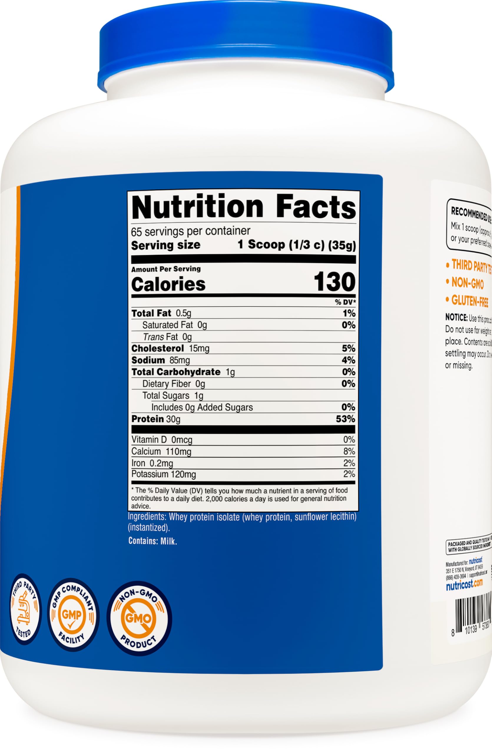 Protein Isolate, Whey, Unflavored 5LBS