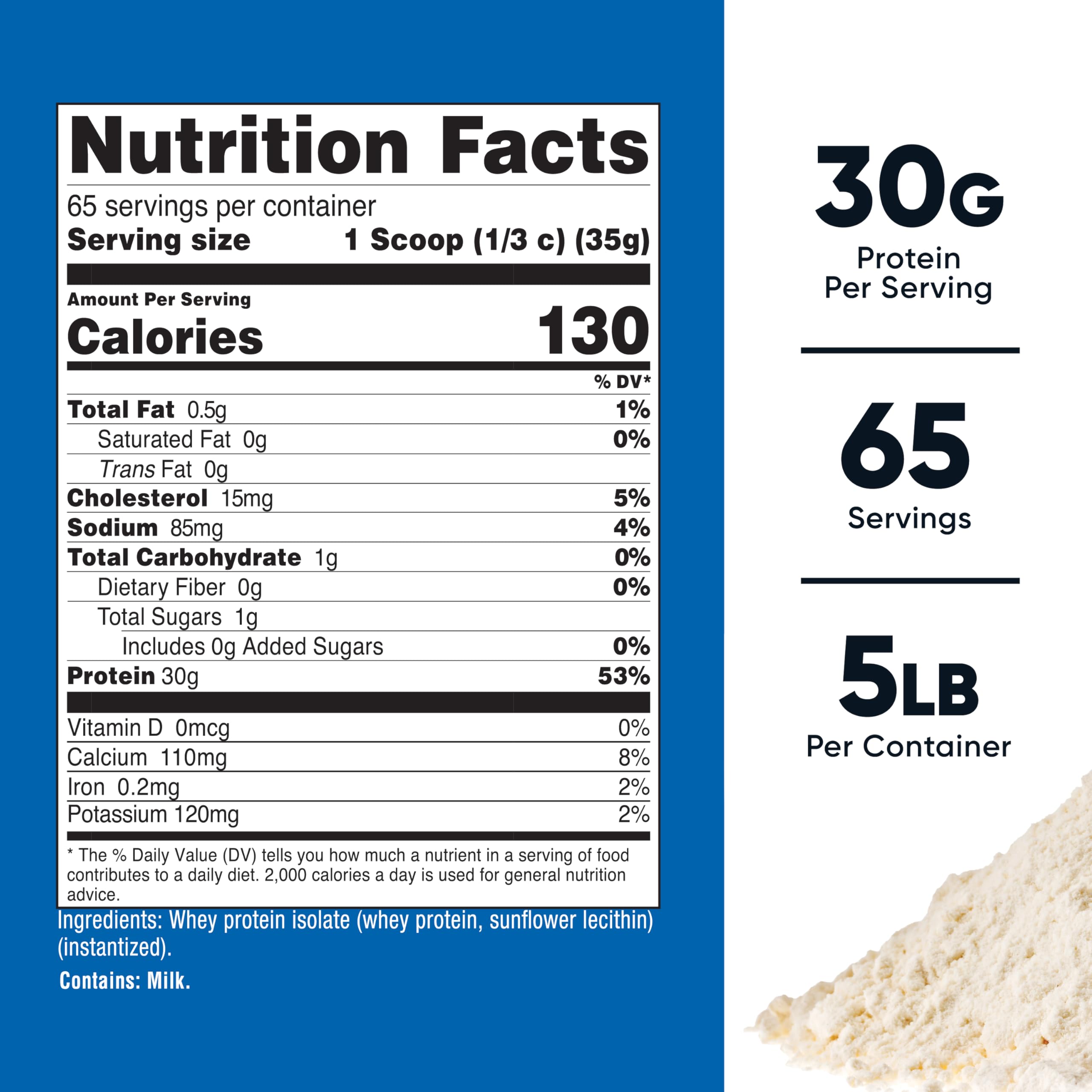 Protein Isolate, Whey, Unflavored 5LBS