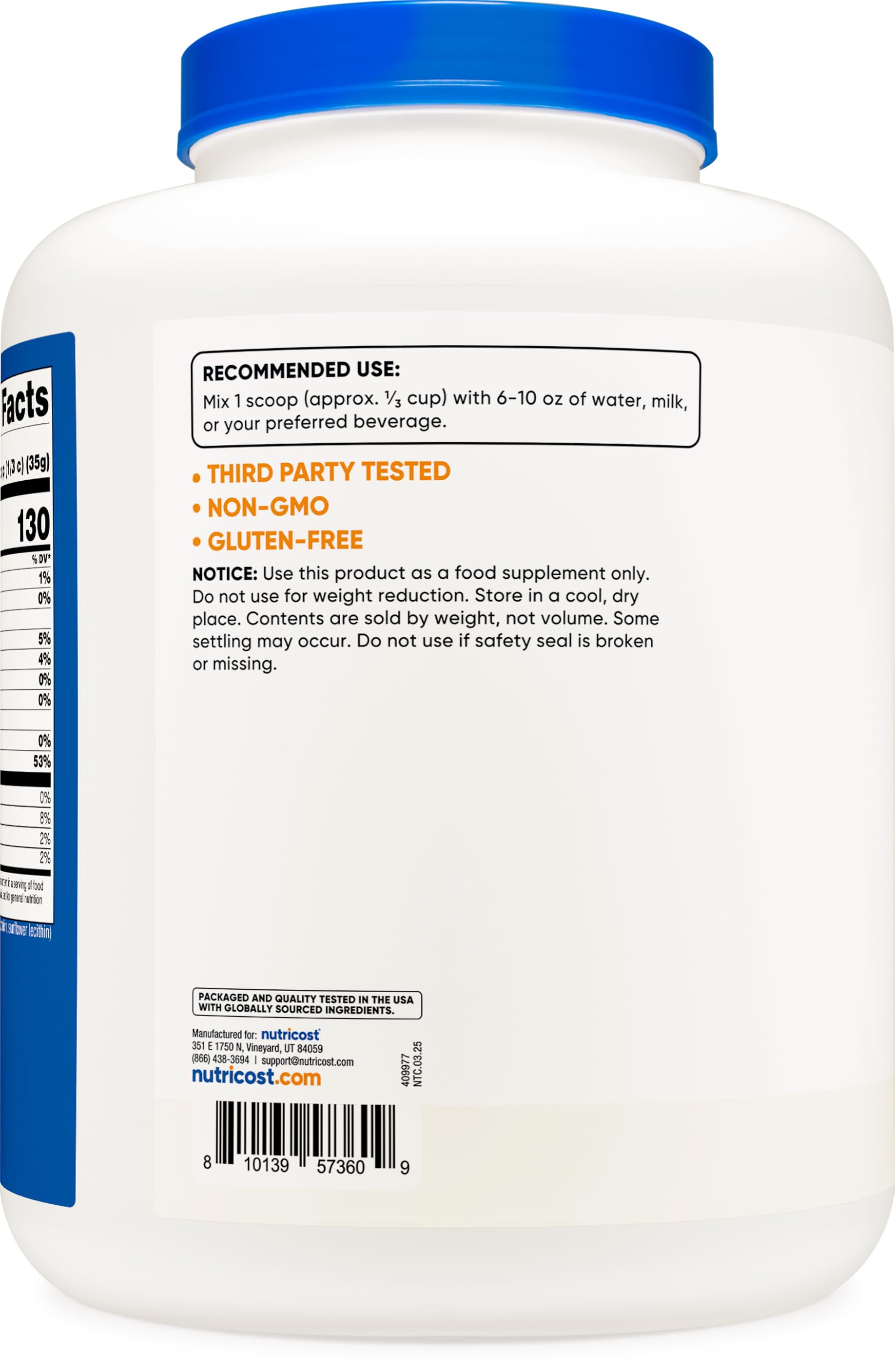 Protein Isolate, Whey, Unflavored 5LBS