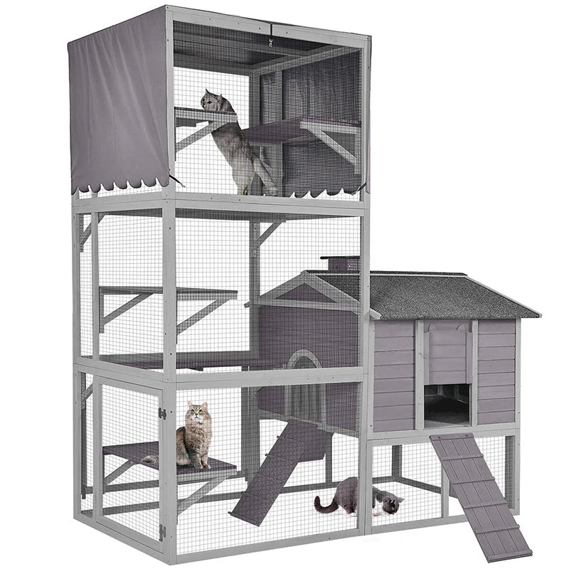 1787694557_KP0NBjTe Dla kota Enclosure, zewnętrzny dla kota domek 90H Catio duży, Deformation Weatherproof dla kota Run