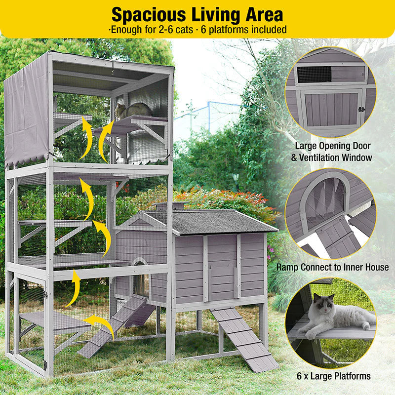 1787694578_XZ4vvueU Dla kota Enclosure, zewnętrzny dla kota domek 90H Catio duży, Deformation Weatherproof dla kota Run