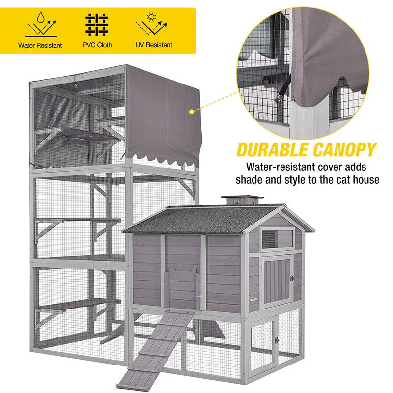 1787694582_8PtpDip2 Dla kota Enclosure, zewnętrzny dla kota domek 90H Catio duży, Deformation Weatherproof dla kota Run
