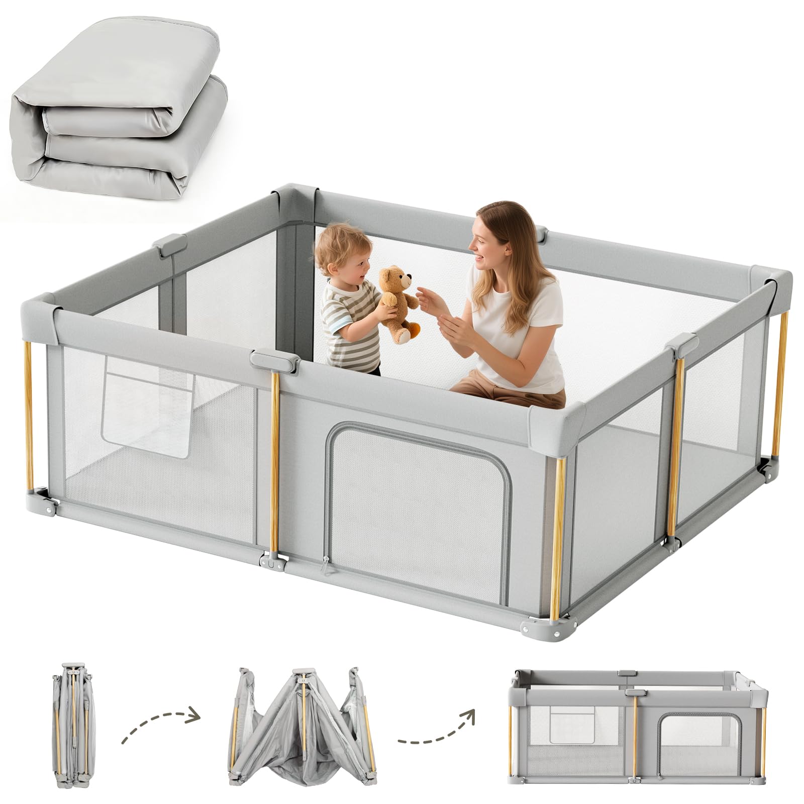 Składany dziecięcy z mata Playpen, przenośny 71 X 59