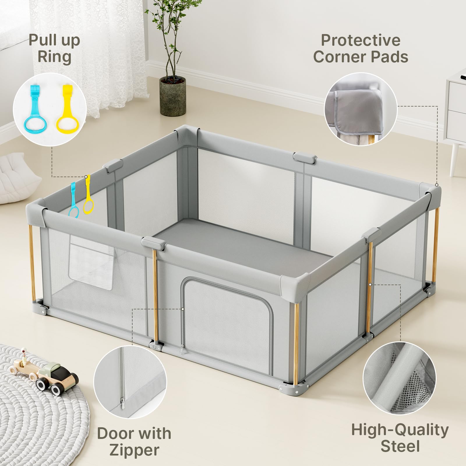 Składany dziecięcy z mata Playpen, przenośny 71 X 59