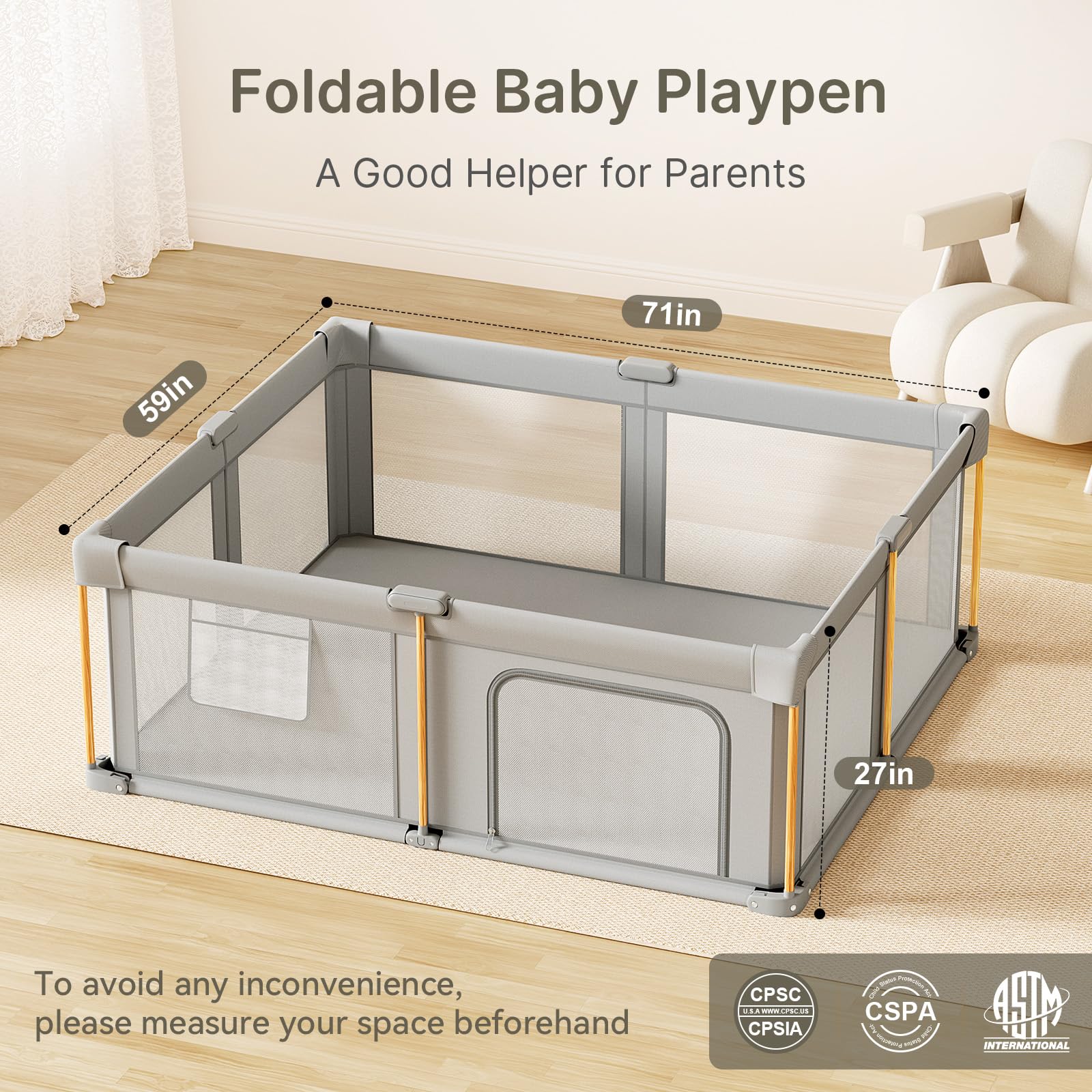 Składany dziecięcy z mata Playpen, przenośny 71 X 59
