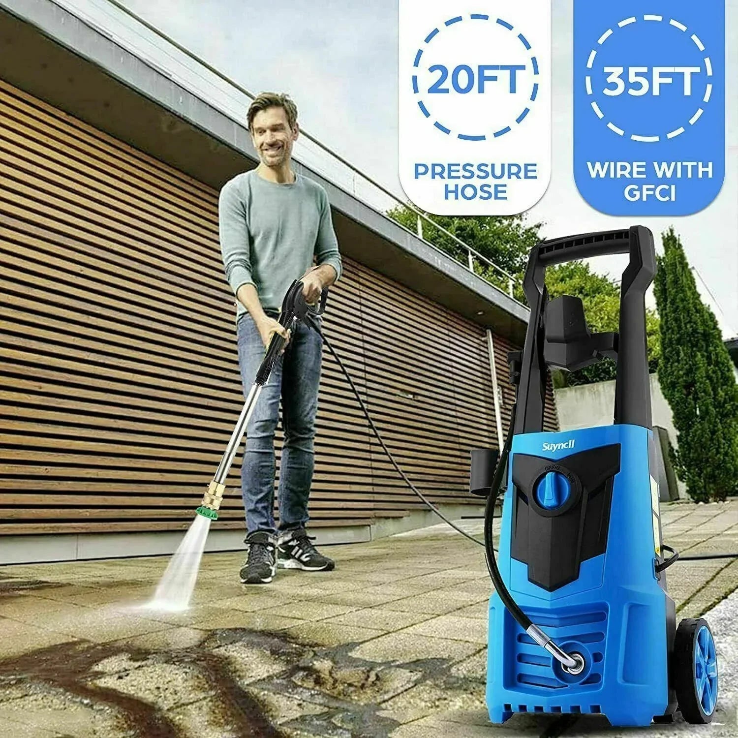 Suyncll elektryczny myjka ciśnieniowa 3000PSI, 2.4GPM wysoki moc myjka czyścik nowy