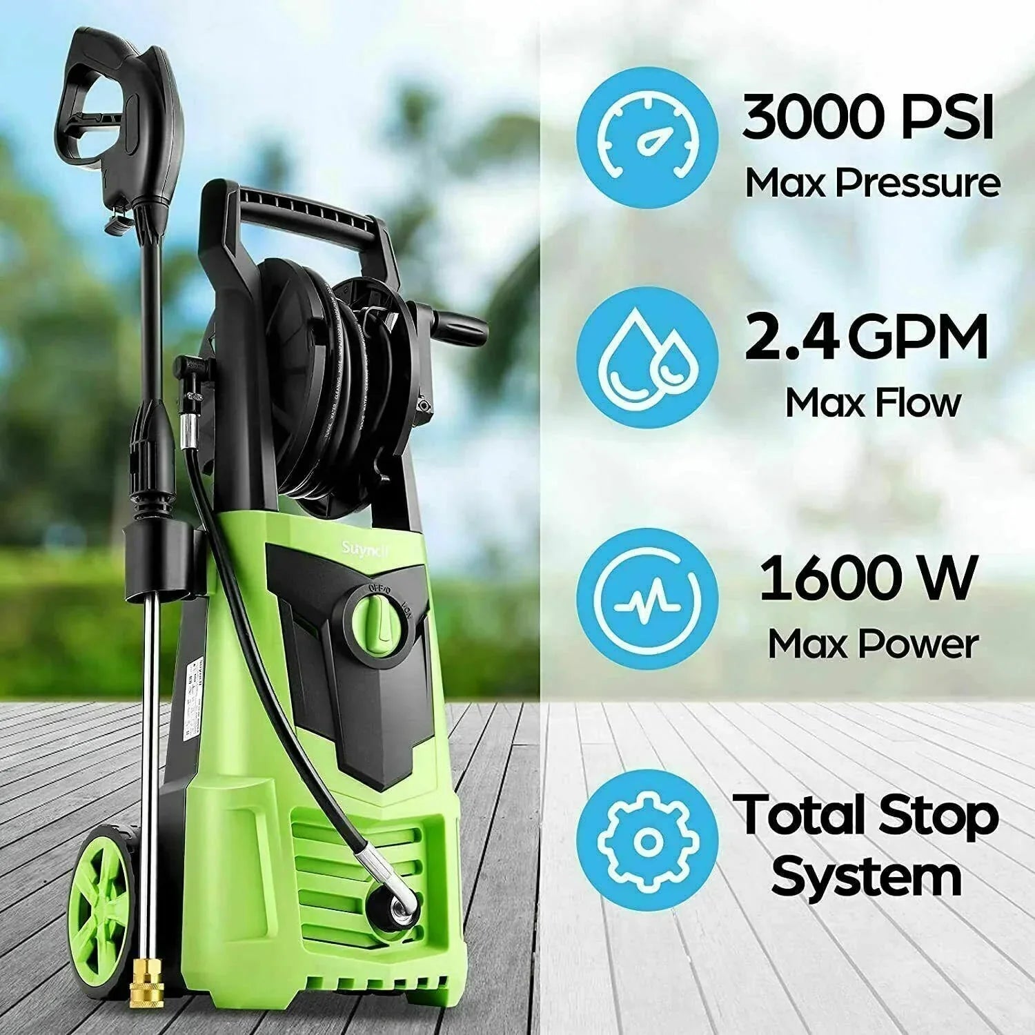 Suyncll elektryczny myjka ciśnieniowa 3000PSI, 2.4GPM wysoki moc myjka czyścik nowy