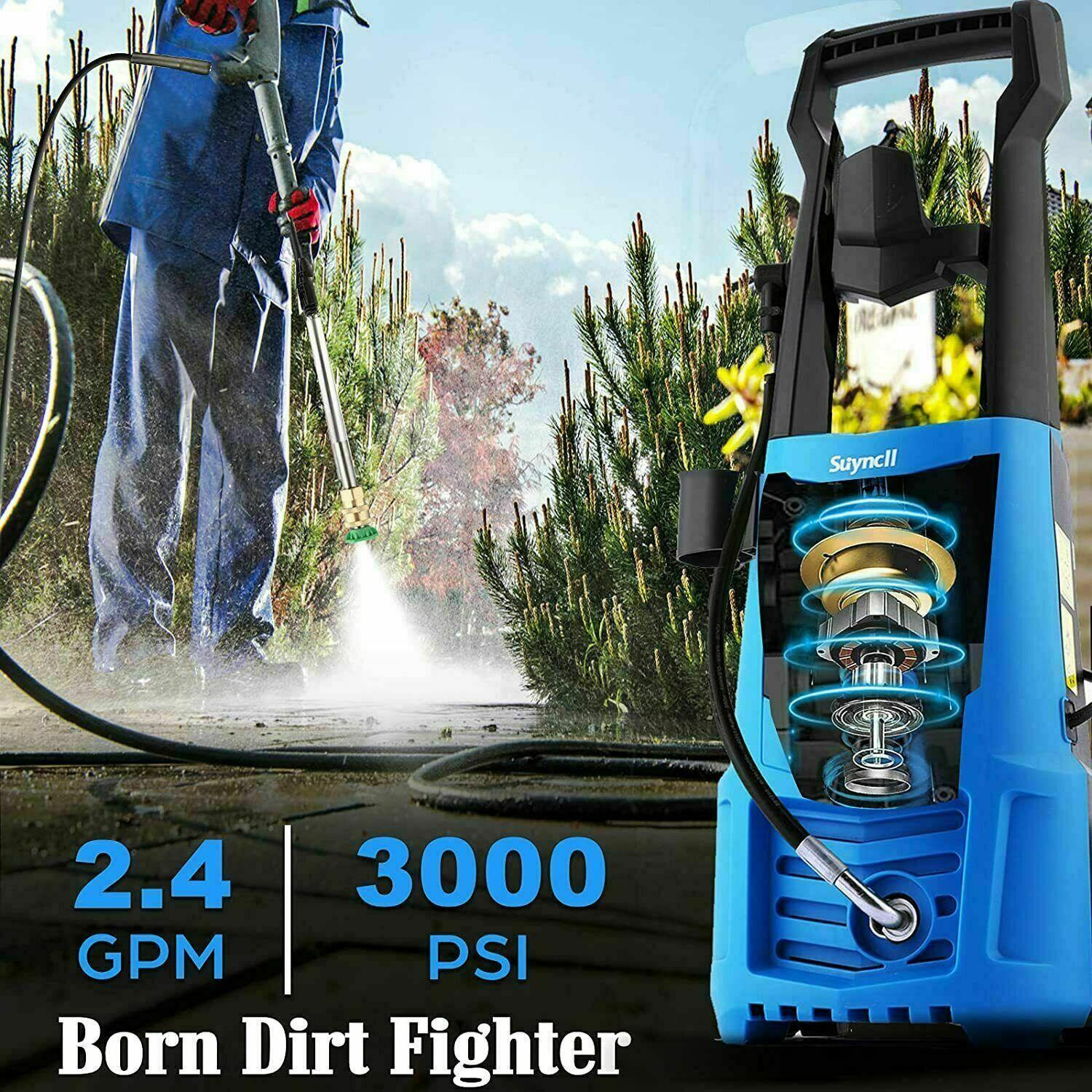 Suyncll elektryczny myjka ciśnieniowa 3000PSI, 2.4GPM wysoki moc myjka czyścik nowy