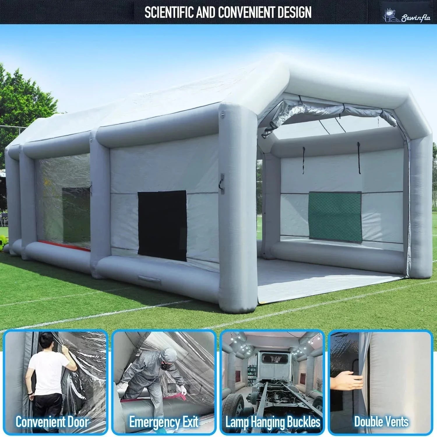 Air Filter - 30 X 20 X 13Ft Inflatable Paint Booth with Blowers and, System - Professional Spray Tent