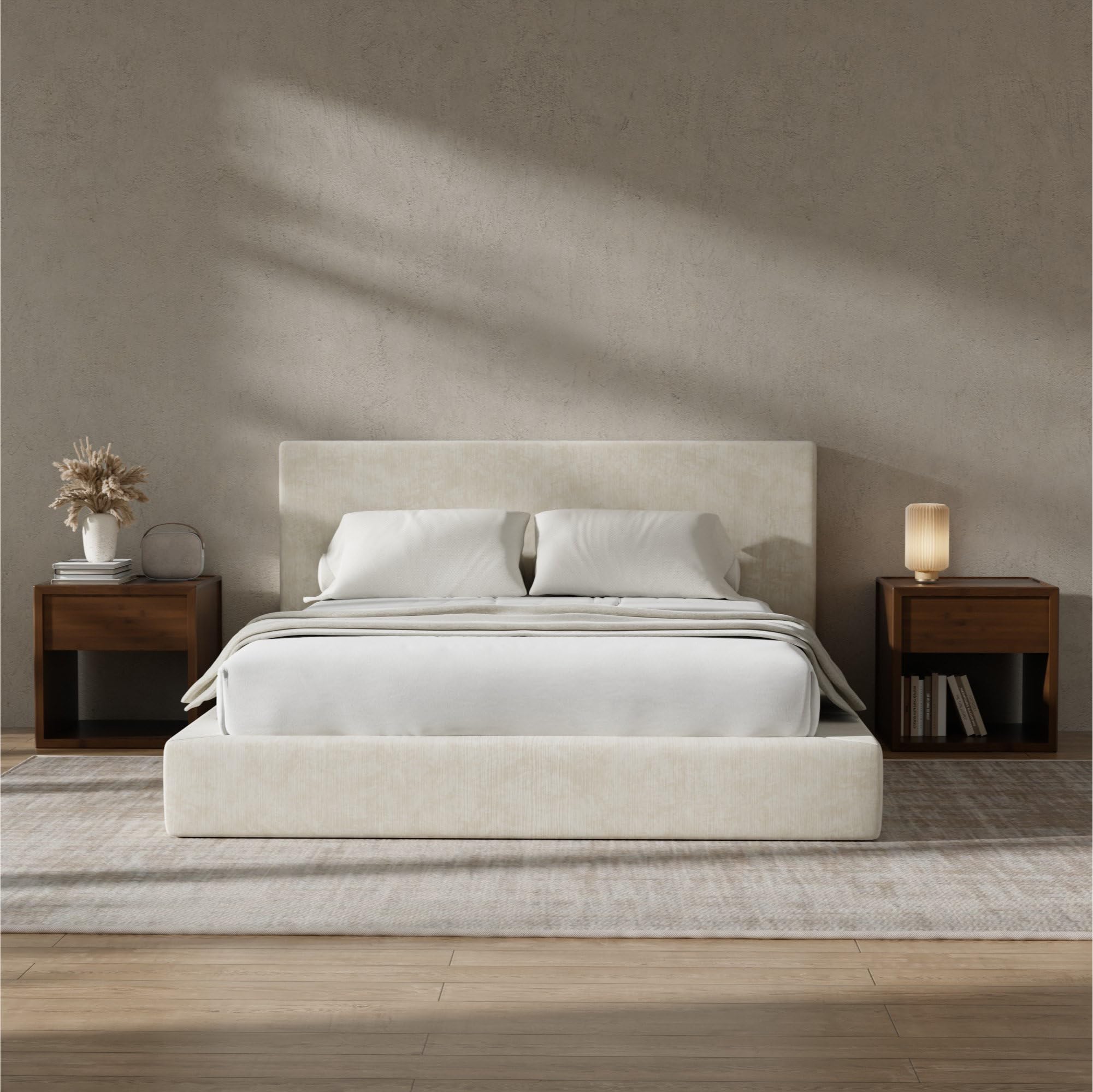 1787719042_T5eMHYc1 Airframe Queen z Headboard rama lozka, Beige