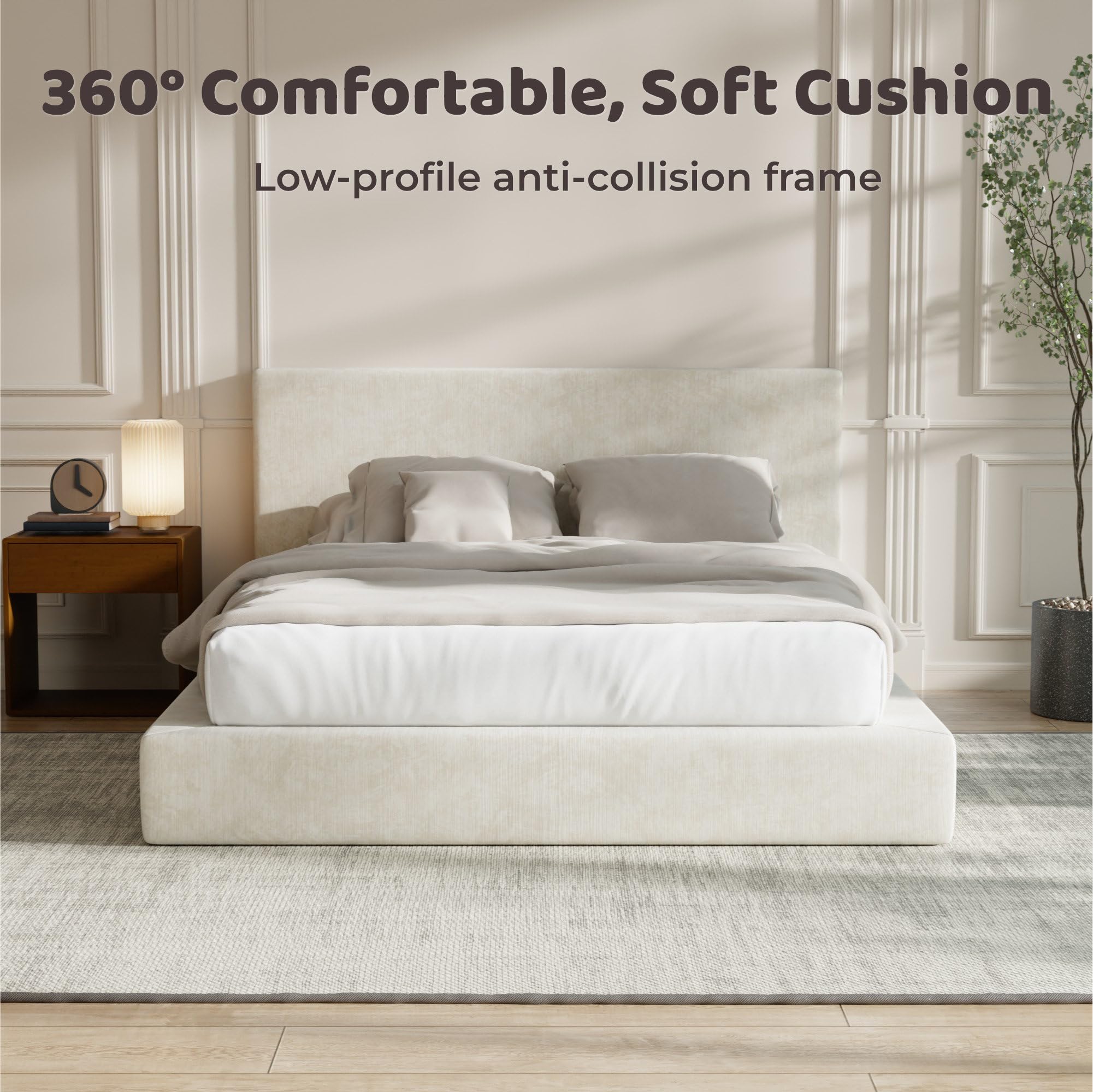 1787719057_QKO6wvk6 Airframe Queen z Headboard rama lozka, Beige