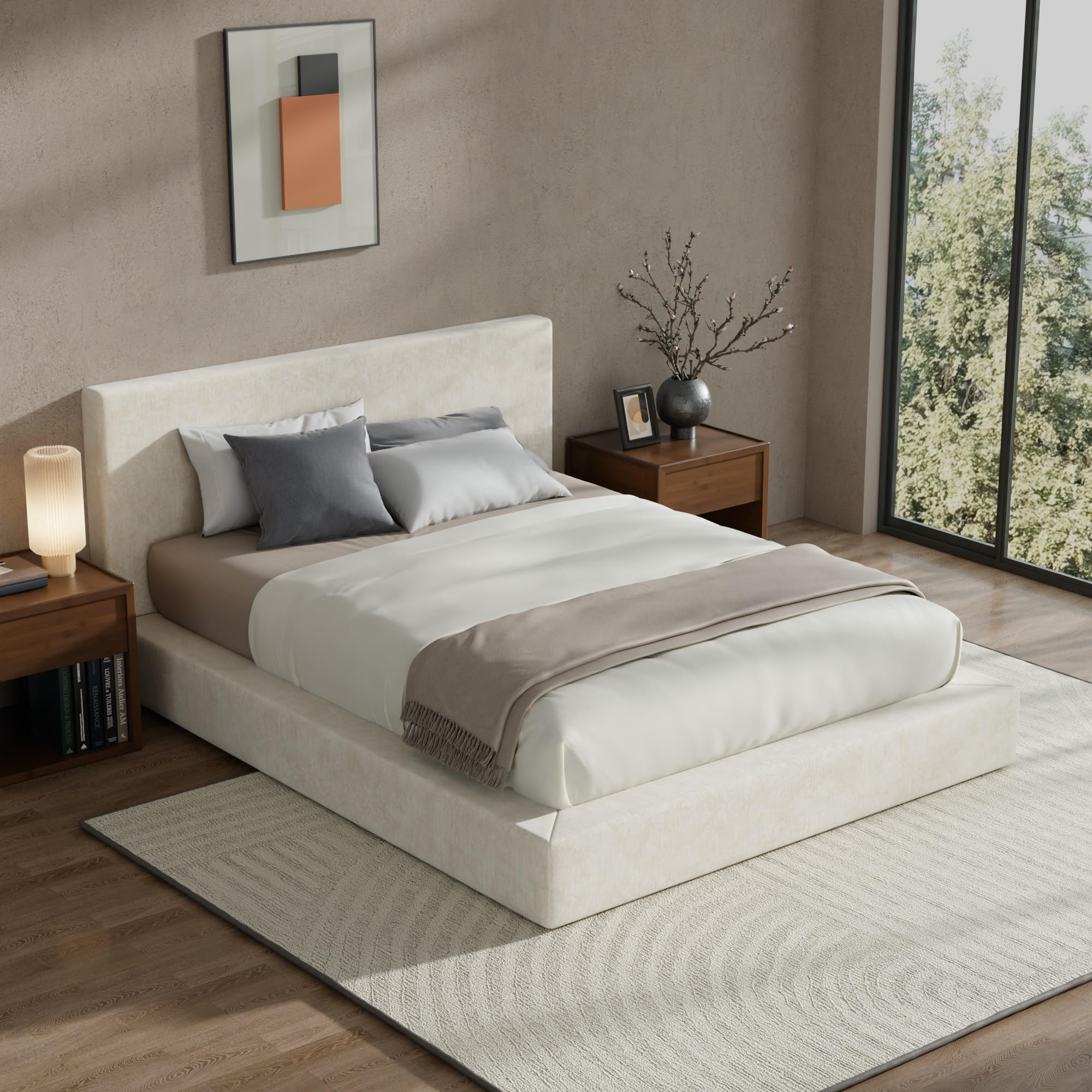 1787719062_mSTxgyu2 Airframe Queen z Headboard rama lozka, Beige