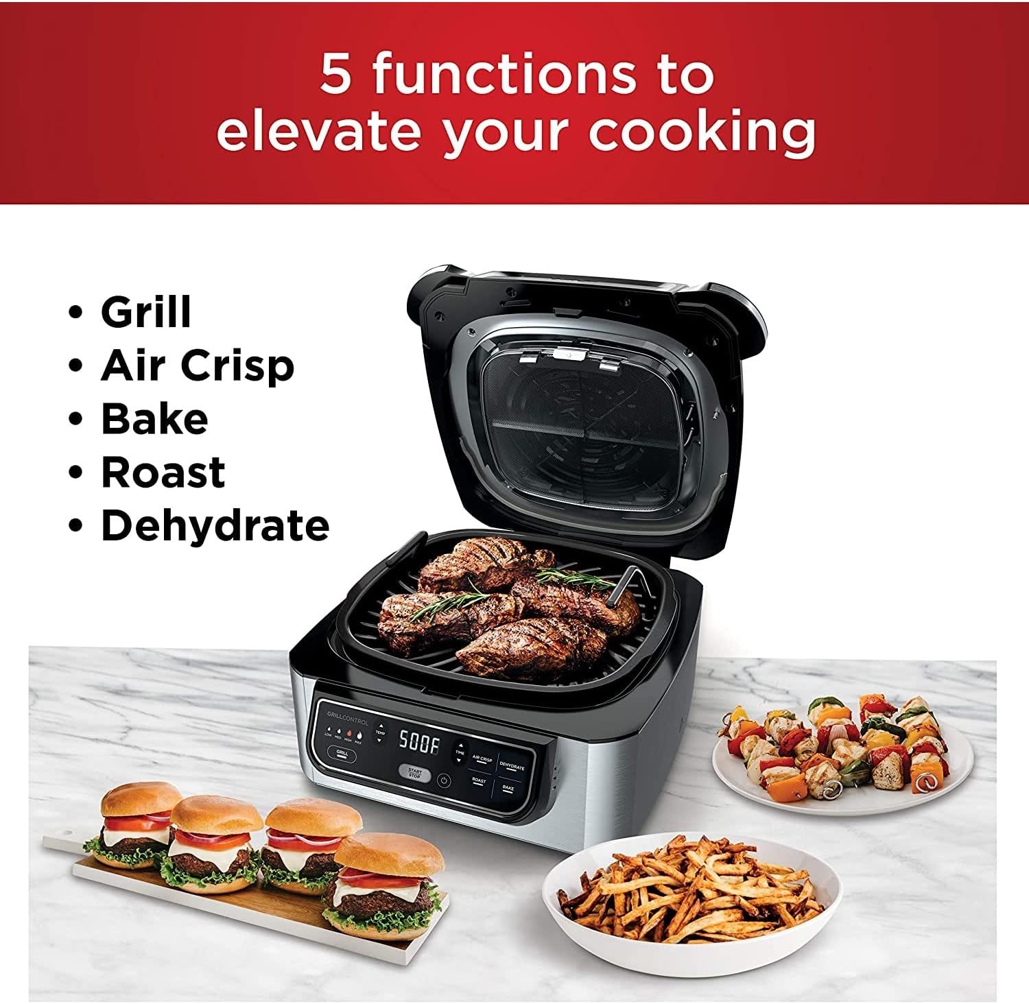 1787719897_fveFUUn1 Foodi 4qt 5-in-1 wewnętrzny grill frytkownica beztluszczowa, AG301