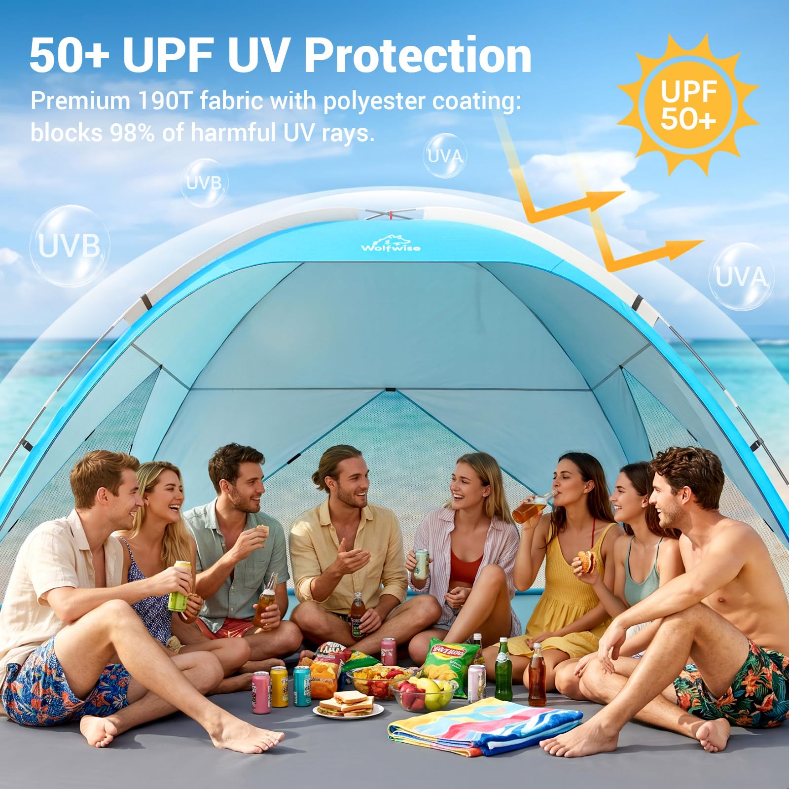 1787734908_OdLmxe6N Namiot, plazowy, Sun schronienie, do 8 z Upf 50+ Protection