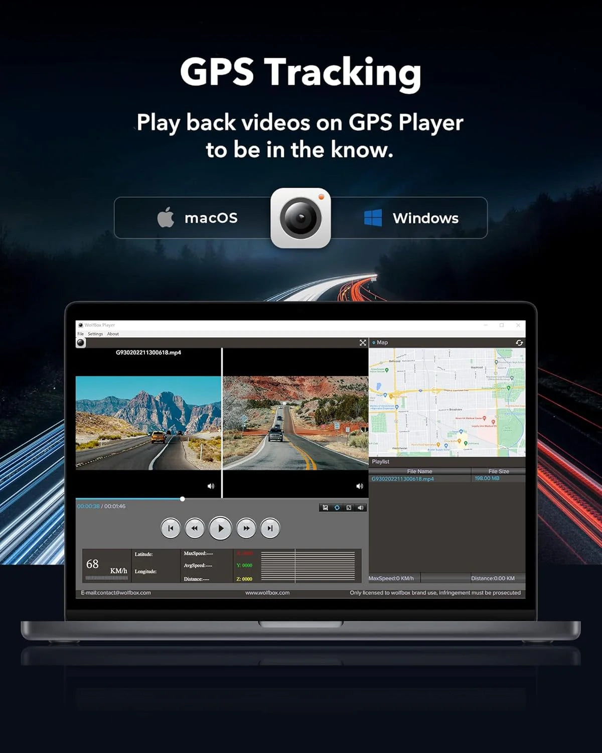 Dash kamera, G930 Rear View Mirror, 4K z Wi-Fi i GPS
