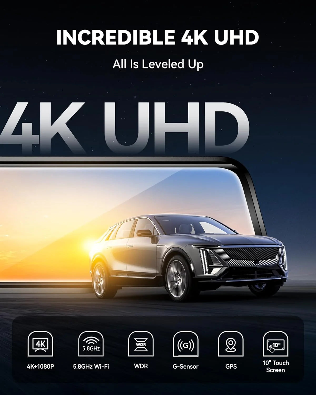 Dash kamera, G930 Rear View Mirror, 4K z Wi-Fi i GPS