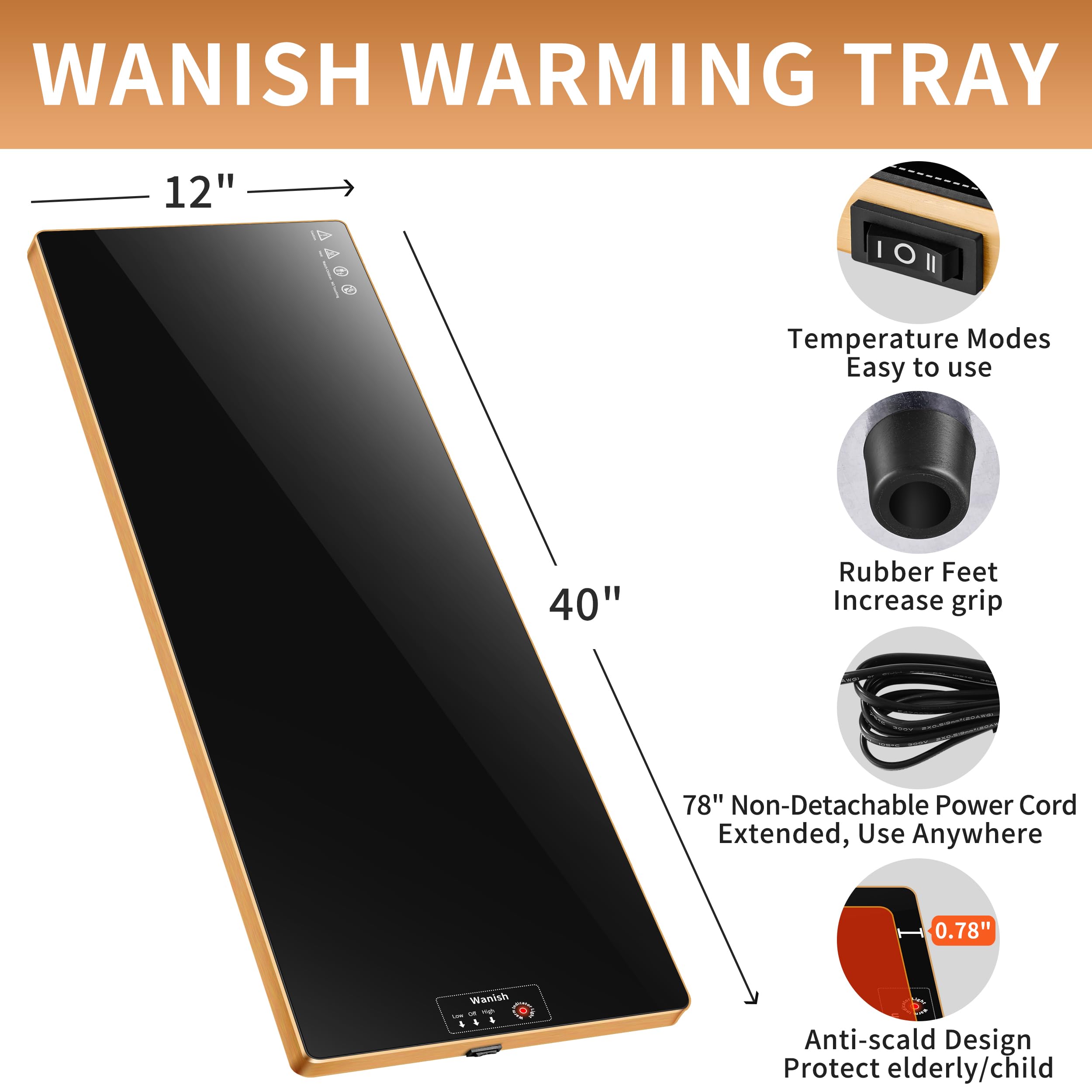 1787735104_OSfCO9S5 Elektryczny Warming Tray 40 X 12 z regulowany żywności Warmer