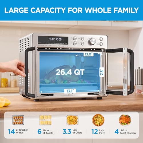 1787738261_da49NrWq Toaster Oven - Flexify French Door, Air Fryer Combo - 26.4 QT, Extra Large Air Fryer Countertop Oven 10 in 1 Combo, 25% Faster Cooking and 90%
