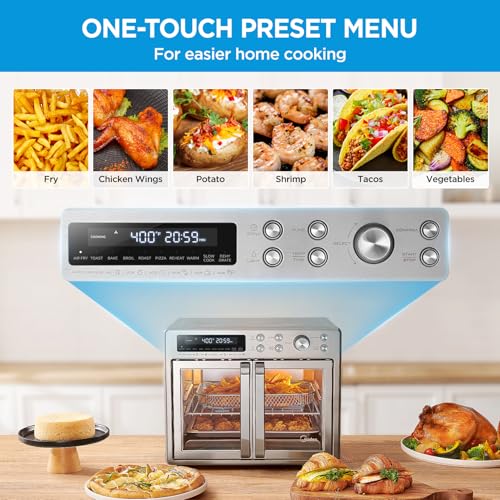 1787738274_Mu9Fvavj Toaster Oven - Flexify French Door, Air Fryer Combo - 26.4 QT, Extra Large Air Fryer Countertop Oven 10 in 1 Combo, 25% Faster Cooking and 90%