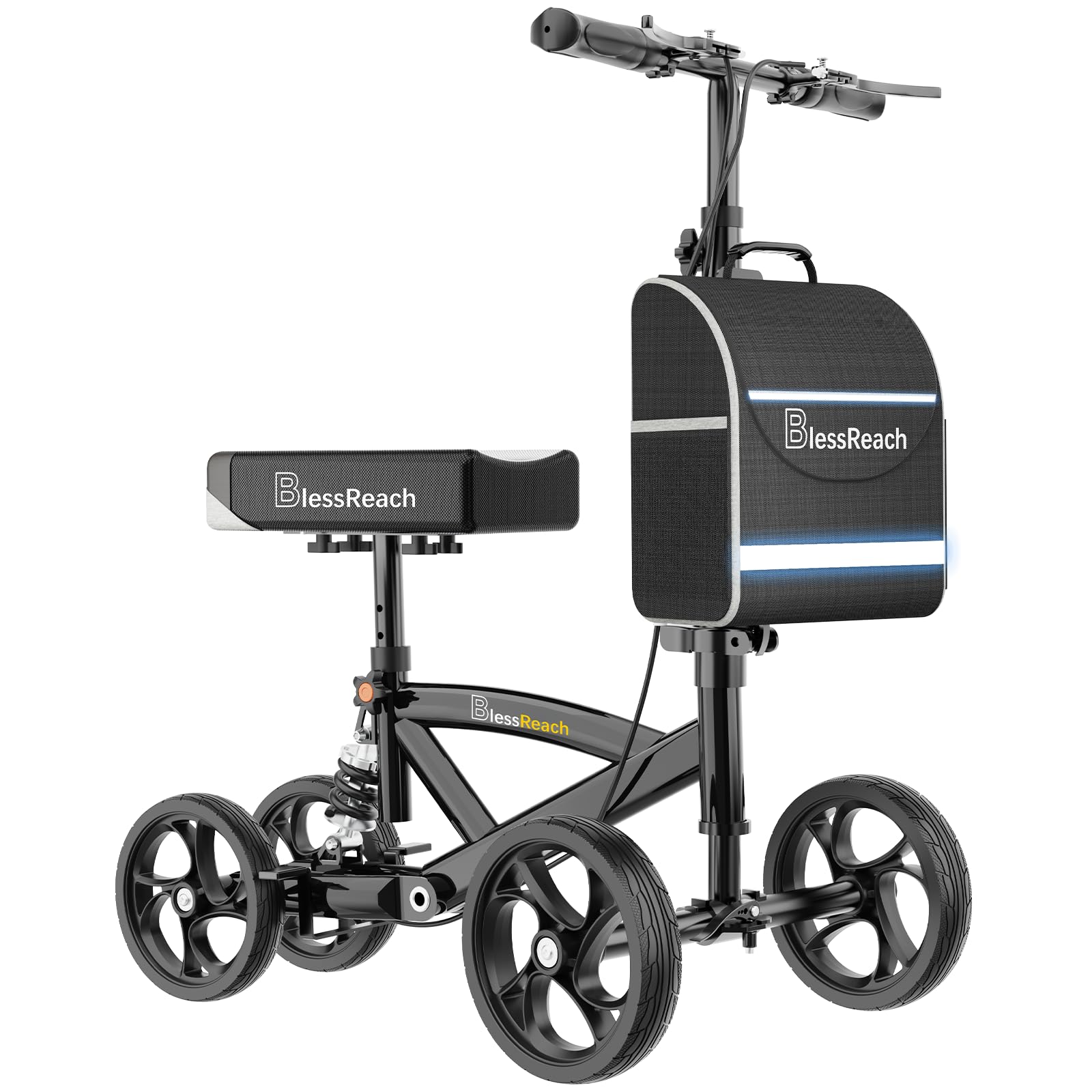 Knee Walker, Steerable, deluxe Medical hulajnoga, czarny