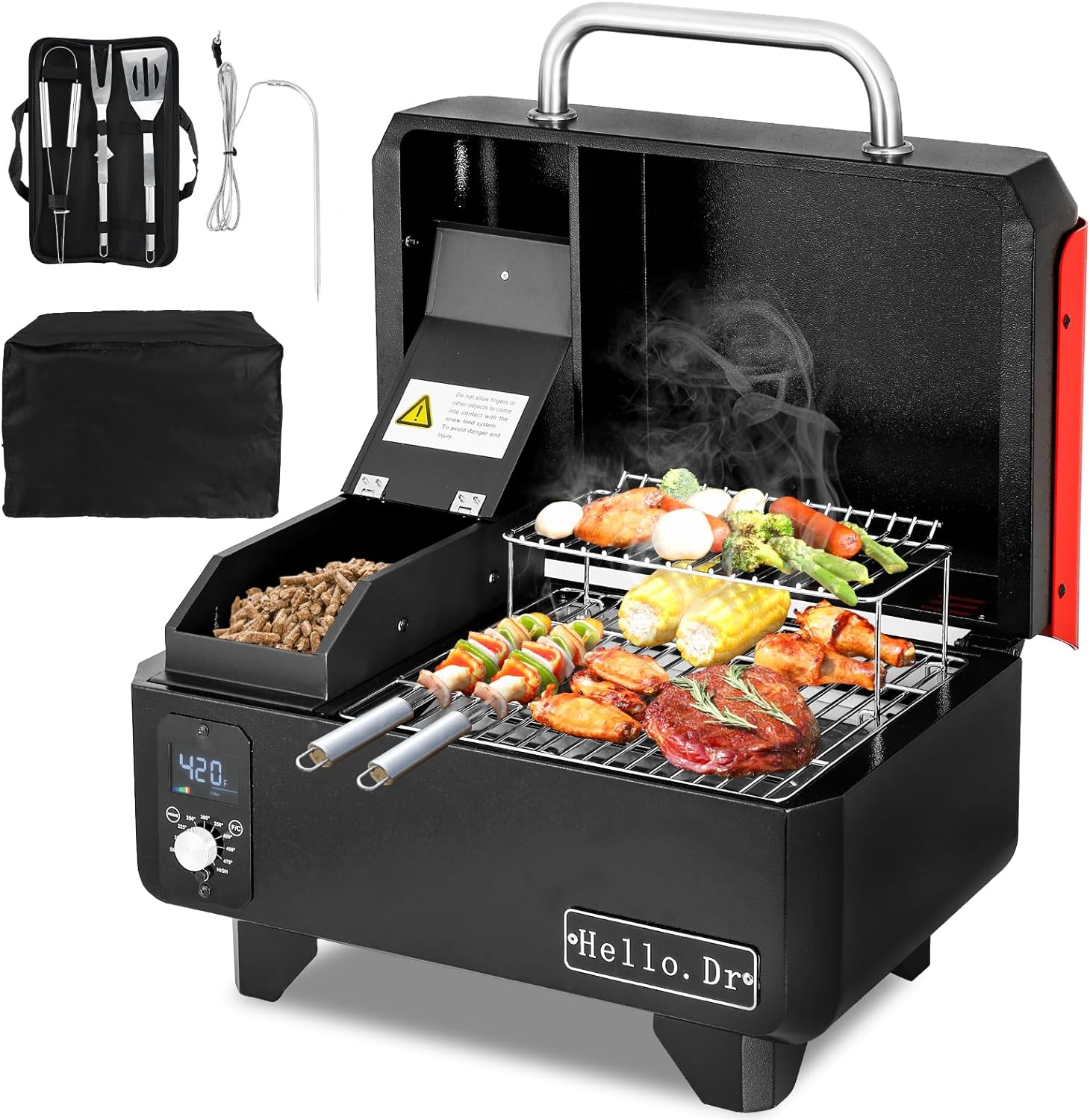 1787748001_8zXhibvH Pellet Grill - Portable Wood, and Smoker - Electric Outdoor 8 in 1 Tabletop Grills for RV Camping Tailgating RV Cooking BBQ, Intelligent Temperature