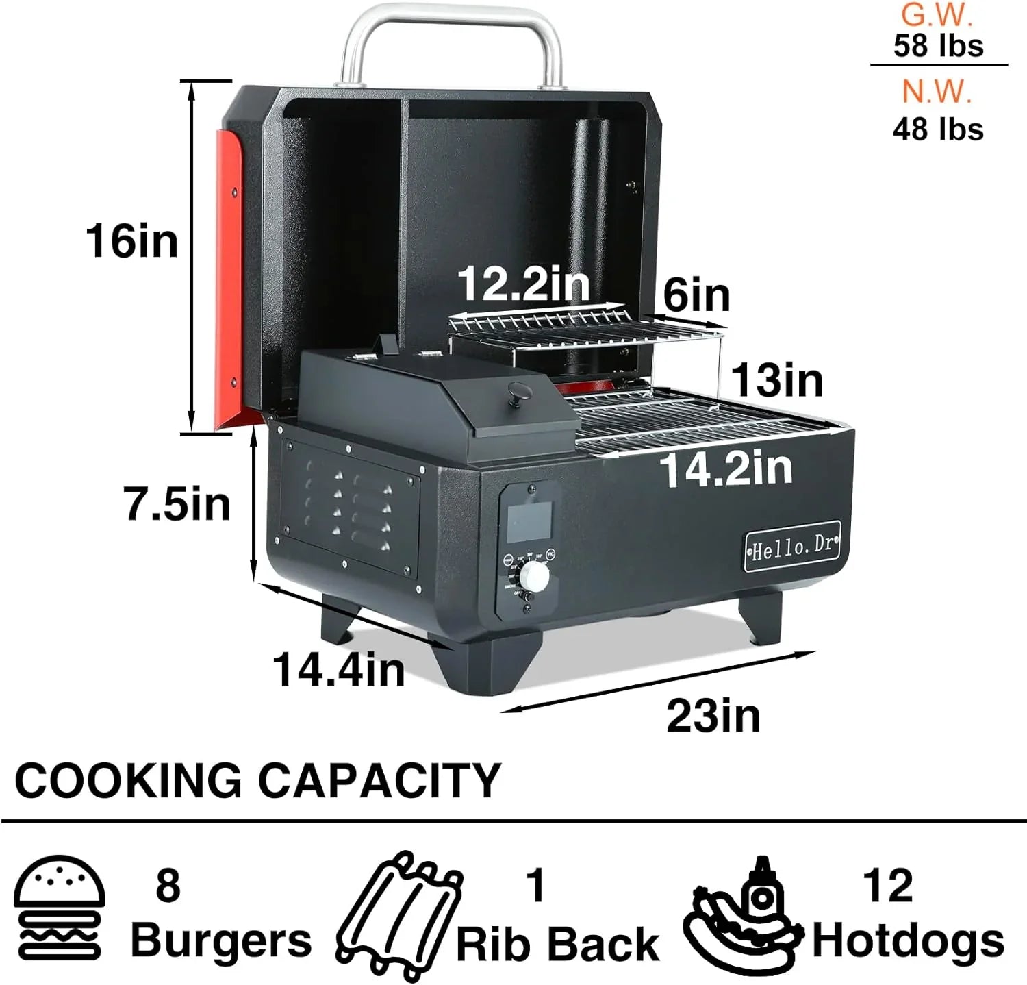 1787748006_ECE8f1n6 Pellet Grill - Portable Wood, and Smoker - Electric Outdoor 8 in 1 Tabletop Grills for RV Camping Tailgating RV Cooking BBQ, Intelligent Temperature