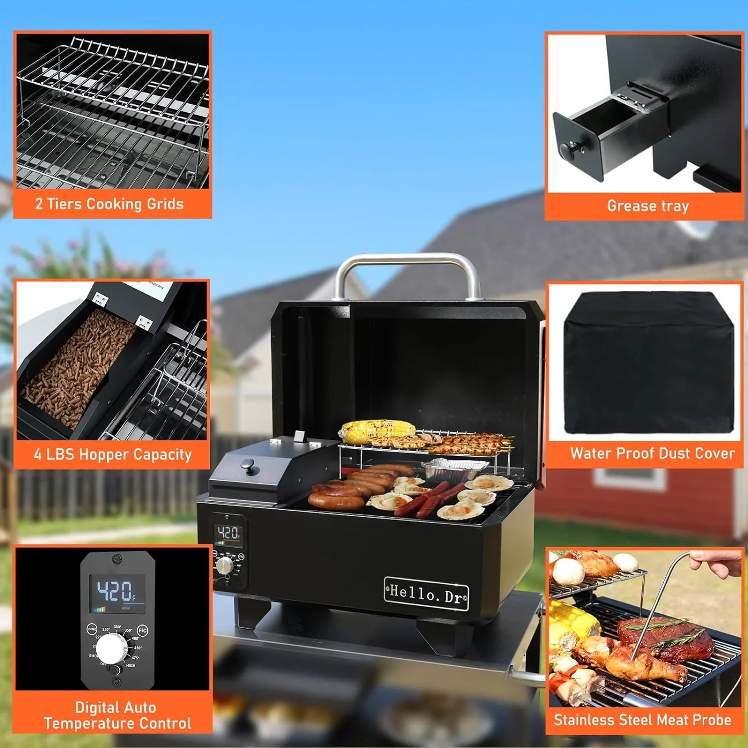 1787748014_wyOz6JiE Pellet Grill - Portable Wood, and Smoker - Electric Outdoor 8 in 1 Tabletop Grills for RV Camping Tailgating RV Cooking BBQ, Intelligent Temperature