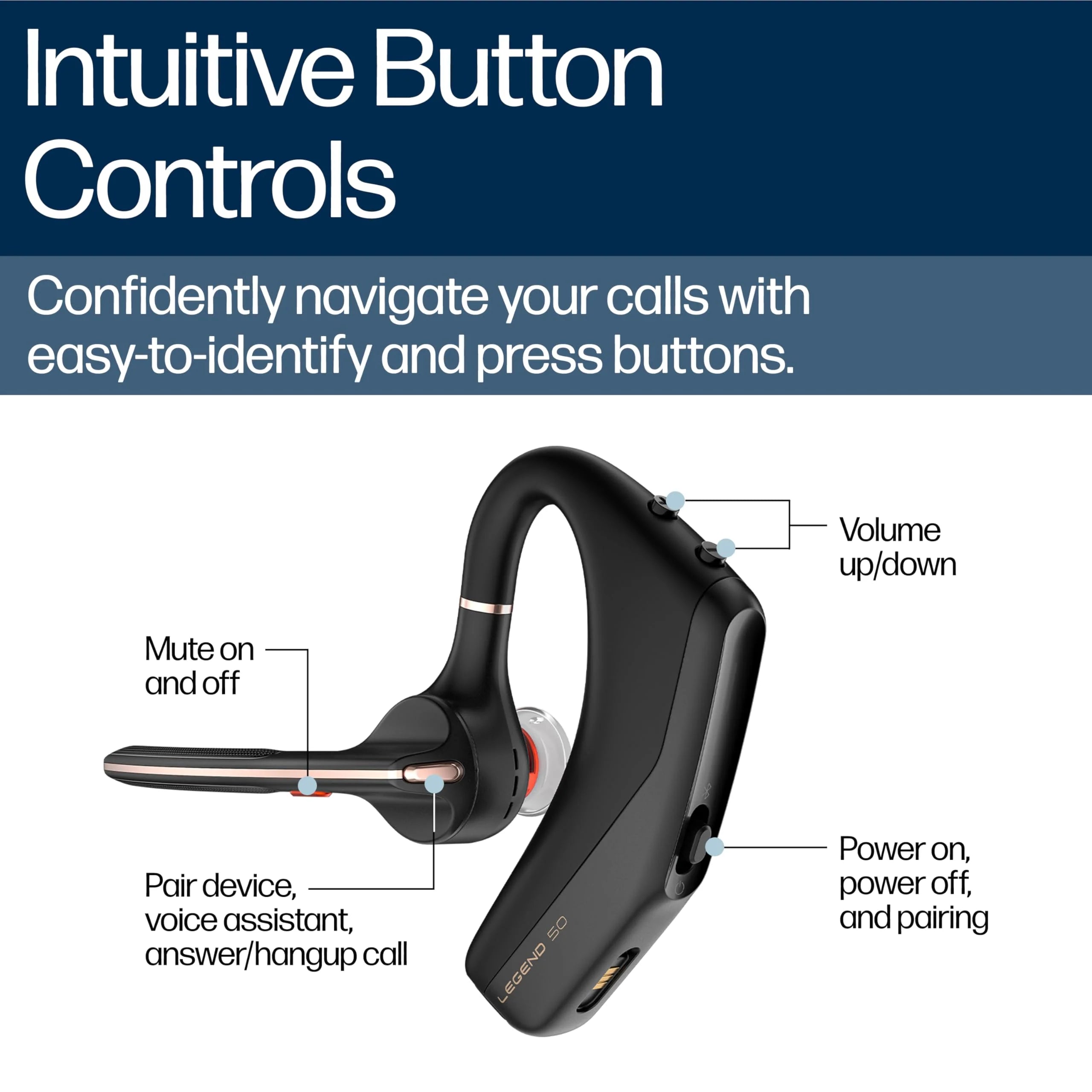 Legend 50 z bezprzewodowy Bluetooth Headset z Mic