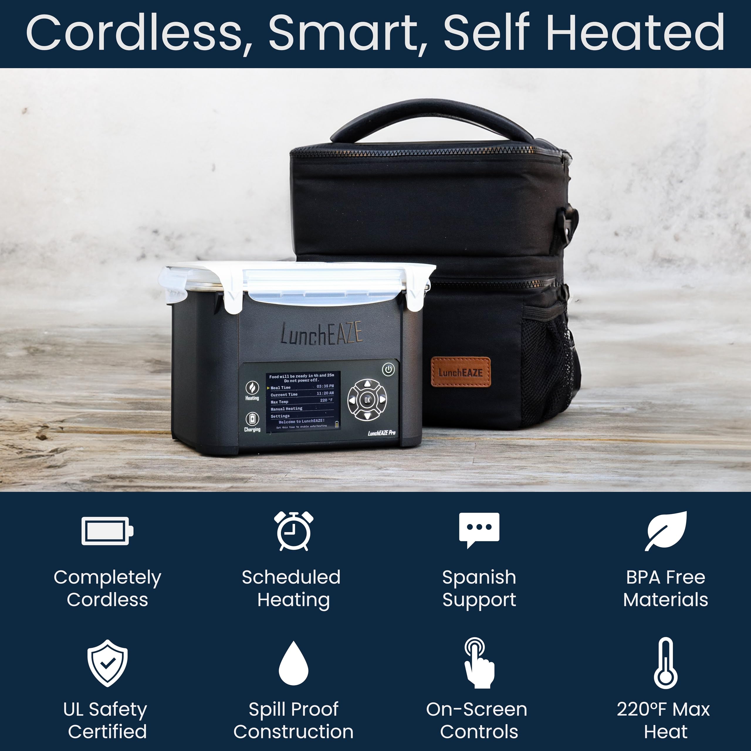 Pro bezprzewodowy Heated Lunchbox z Battery-powered, 4-kubek