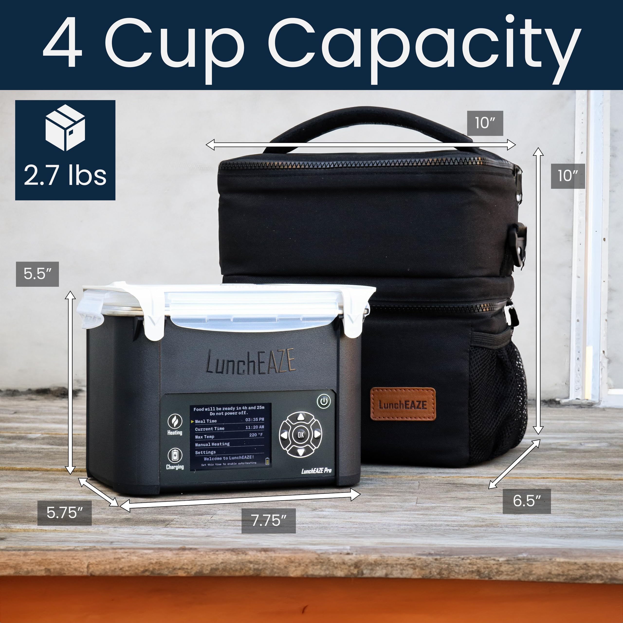 Pro bezprzewodowy Heated Lunchbox z Battery-powered, 4-kubek
