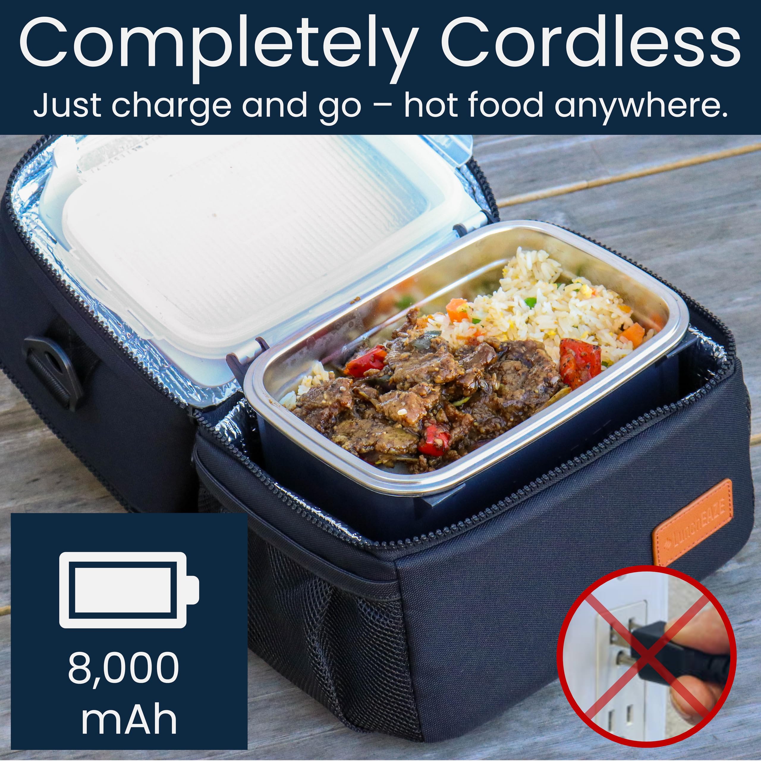 Pro bezprzewodowy Heated Lunchbox z Battery-powered, 4-kubek