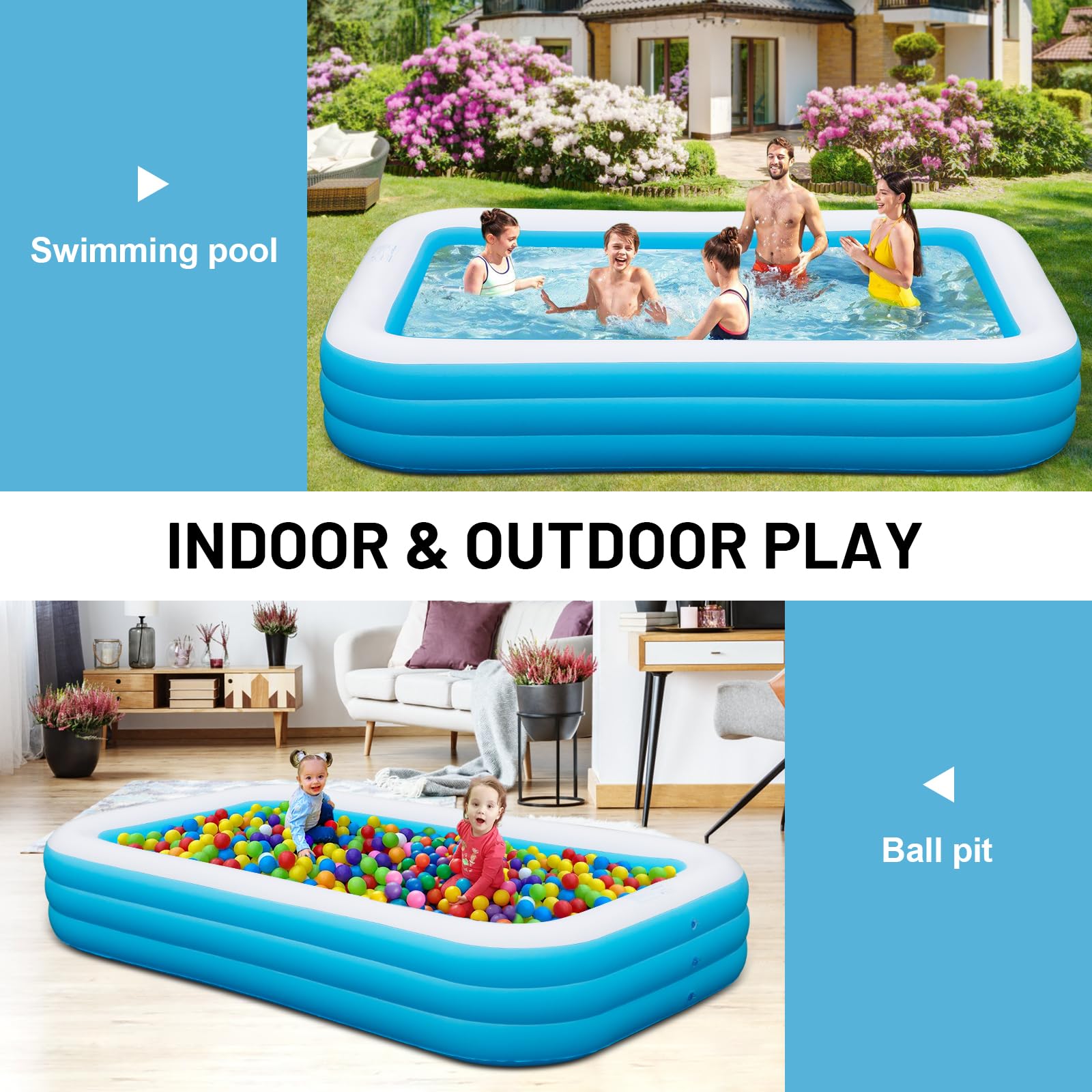 1787766838_olzaVGg6 Duży Inflatable plywacki basen, 145 X 74 do dla dzieci i doroslych