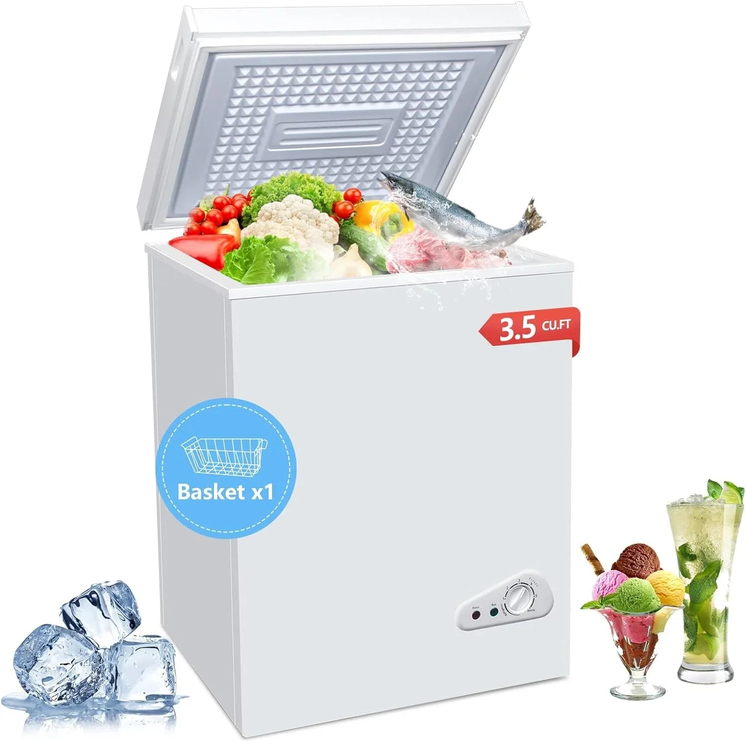 1787770362_Pnltf8kD Chest Freezer - 3.5 Cu.ft, Featuring a Removable Basket 7 Gears Adjustable Temperature Control(-18°F to -46°F) - Deep Compact Freezer for Garage, Office