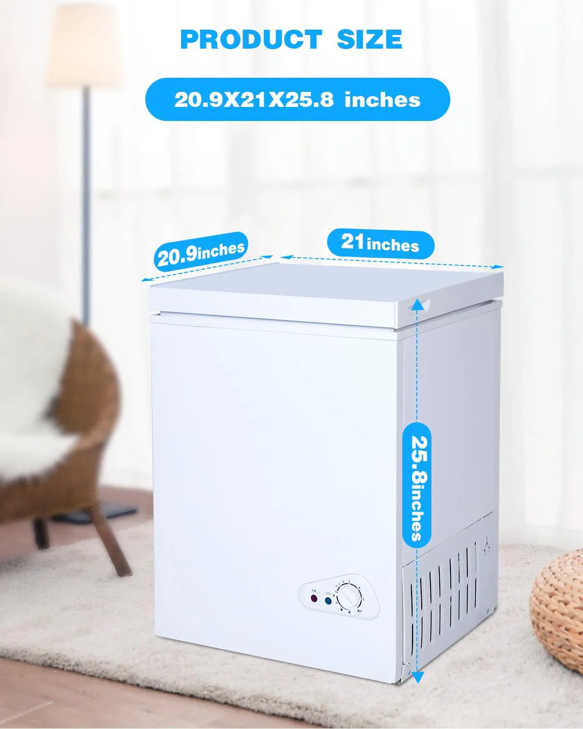 1787770382_bhyq1dMx Chest Freezer - 3.5 Cu.ft, Featuring a Removable Basket 7 Gears Adjustable Temperature Control(-18°F to -46°F) - Deep Compact Freezer for Garage, Office
