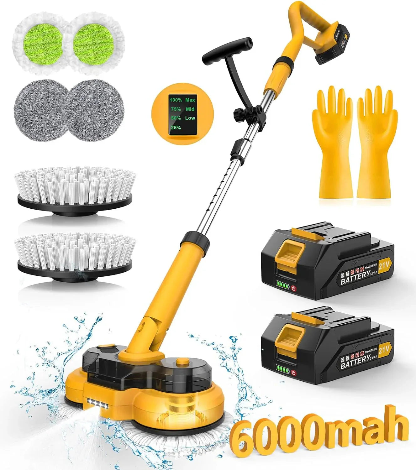 1787773797_x0mouuwn Battery - 6000mAh, Electric Mop M1, 800RPM Cordless Electric Power Scrubber and Mops for Floor Cleaning - Best Automatic Spin Mops with Smart