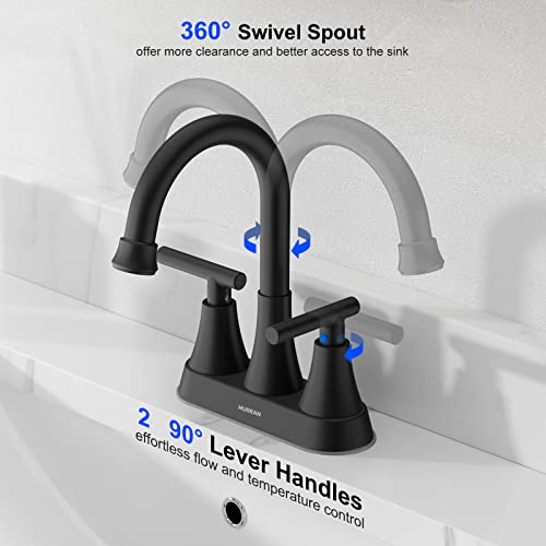 1787776598_lj3yT9ES Bathroom Faucets for Sink 3 Hole, Featuring Hurran 4 Inch Matte Black Bathroom Sink Faucet with Pop-up Drain