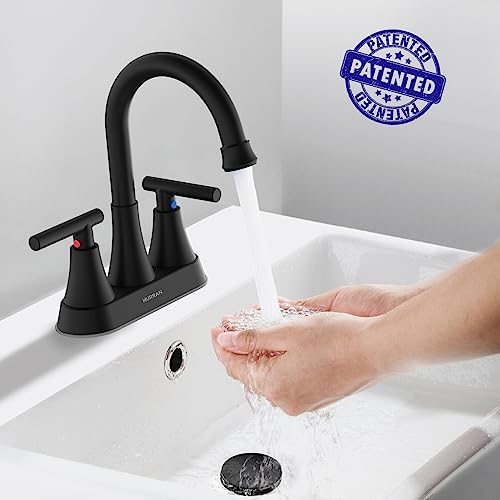 1787776601_wcKmFcNl Bathroom Faucets for Sink 3 Hole, Featuring Hurran 4 Inch Matte Black Bathroom Sink Faucet with Pop-up Drain