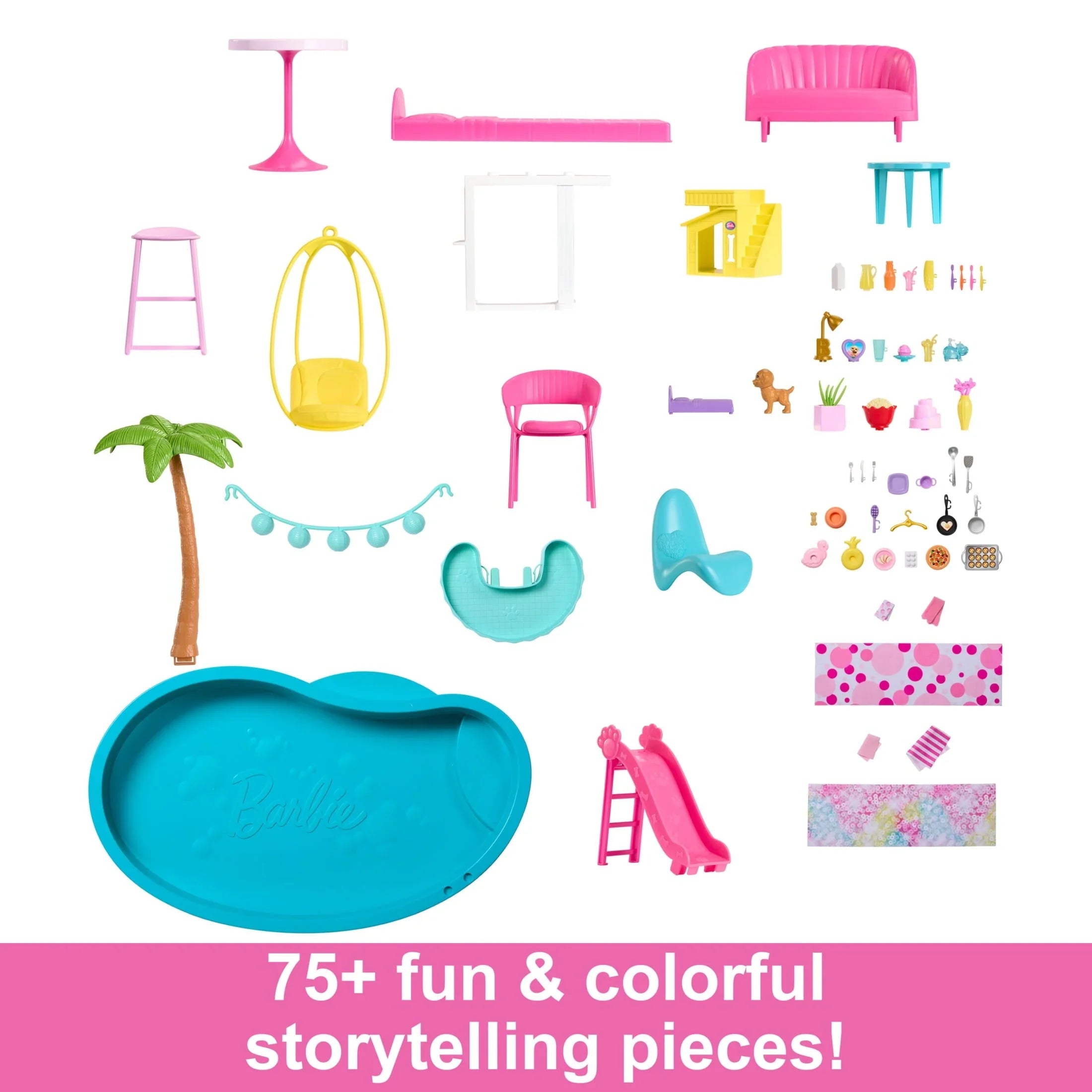 1787776619_CUX1hkkx Basen Party z 3-Story zjezdzalnia Playset, 75+ elementow i Pet-friendly Features