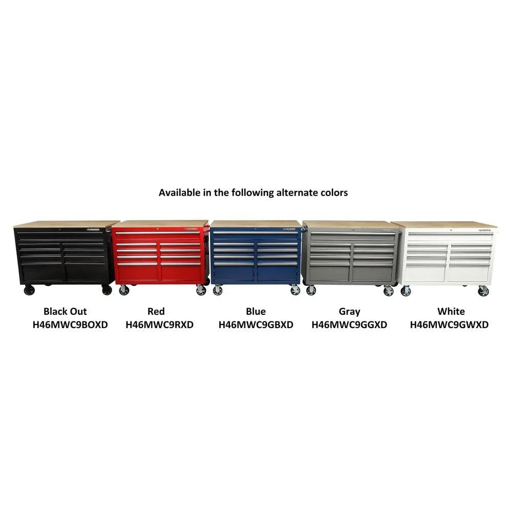 1cd09a74255dbf303a7461202062037c7ac64eba31361c9aa4090541b28e03e6 Workbench - 46-in W X 24.5-in D 9-Drawer Mobile - Featuring Hardwood Top and Power Station Gloss Black