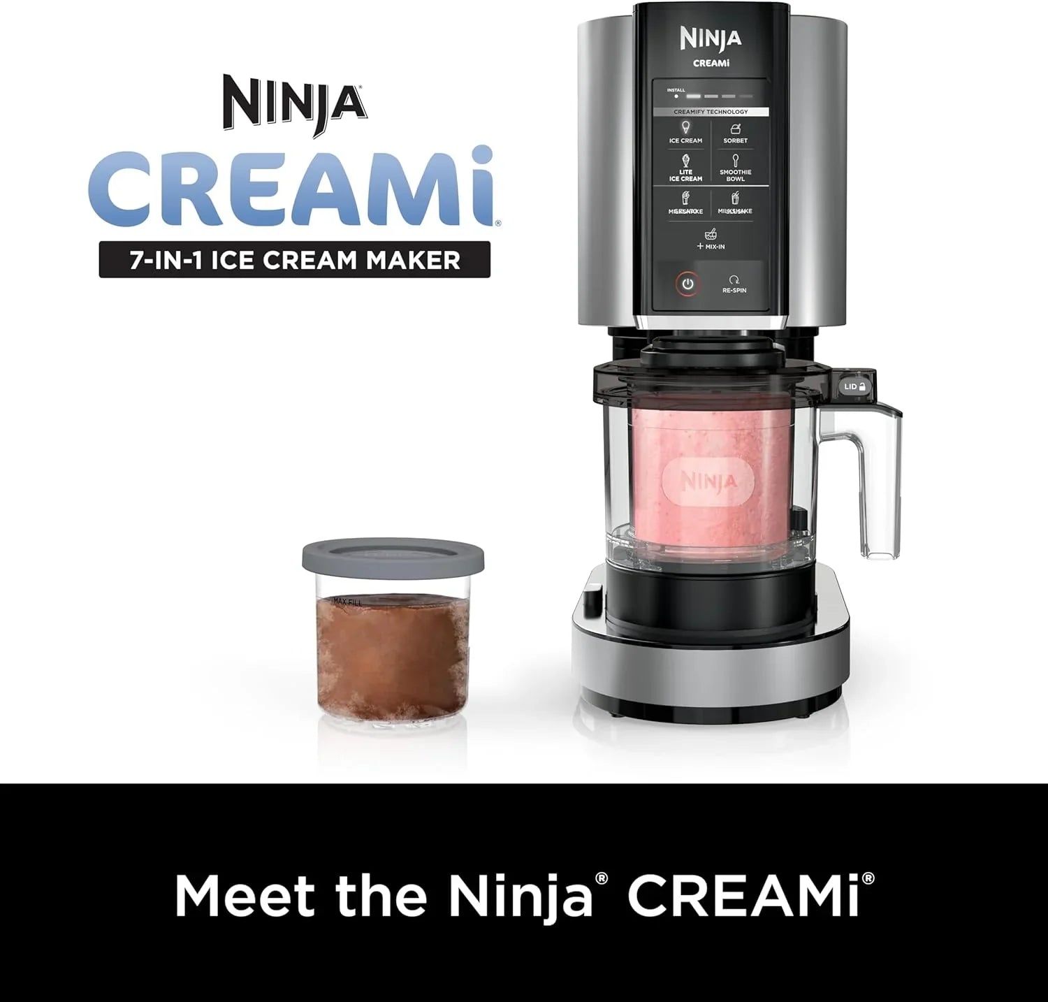 2aa4eefbad826b41fd288af700bed56a5fb85800f492c8c0119ada23dfa98c19 Ice Cream Maker - NC301 Creami - Designed for Gelato, Mix-ins, Milkshakes, Sorbet, Smoothie Bowls and More, 7 One-touch Programs, With (2) Pint Containers